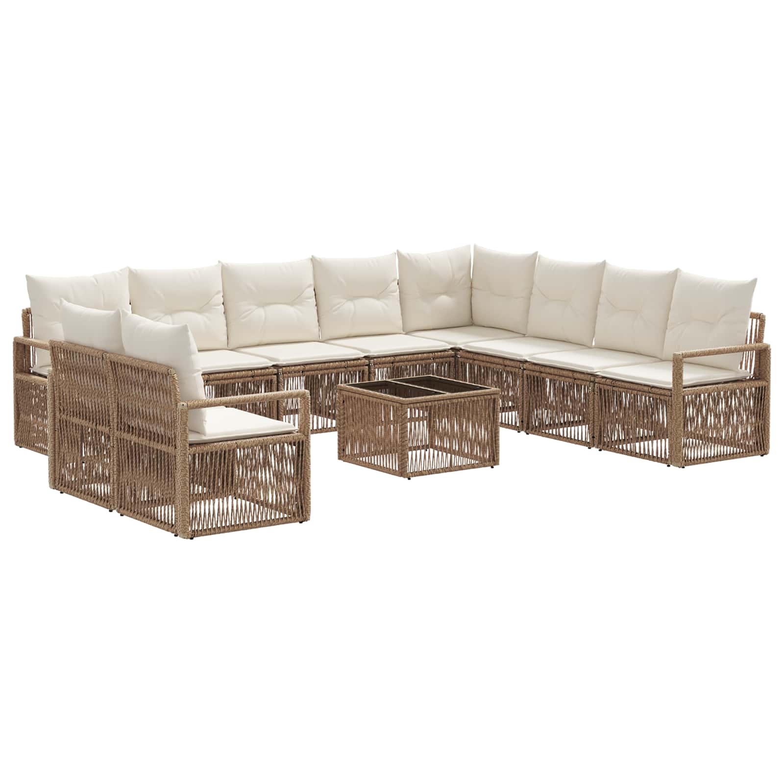 Tuinbankenset 11 pcs Beige poly rattan – afbeelding 2