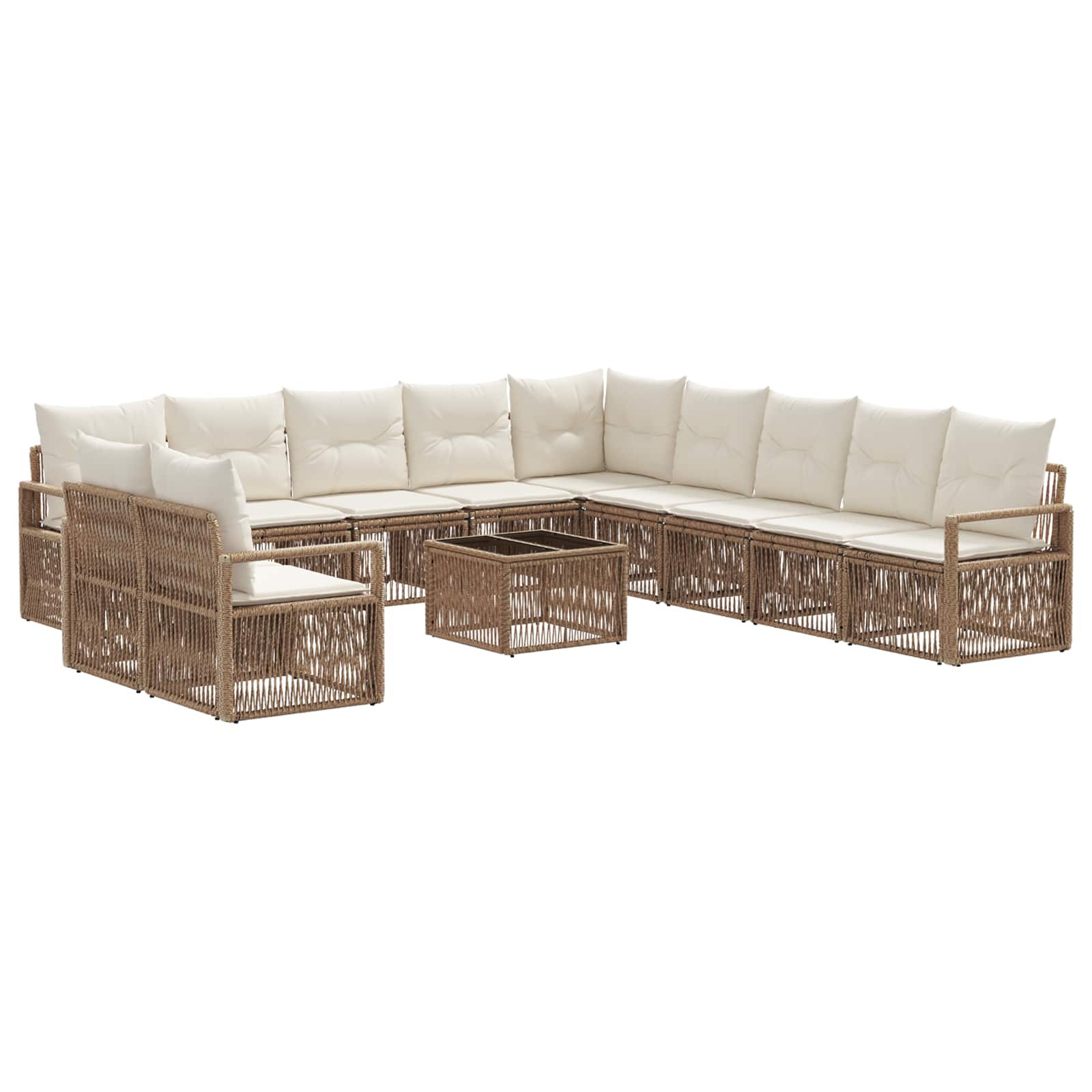 Tuinbankenset 12 pcs Beige poly rattan – afbeelding 2