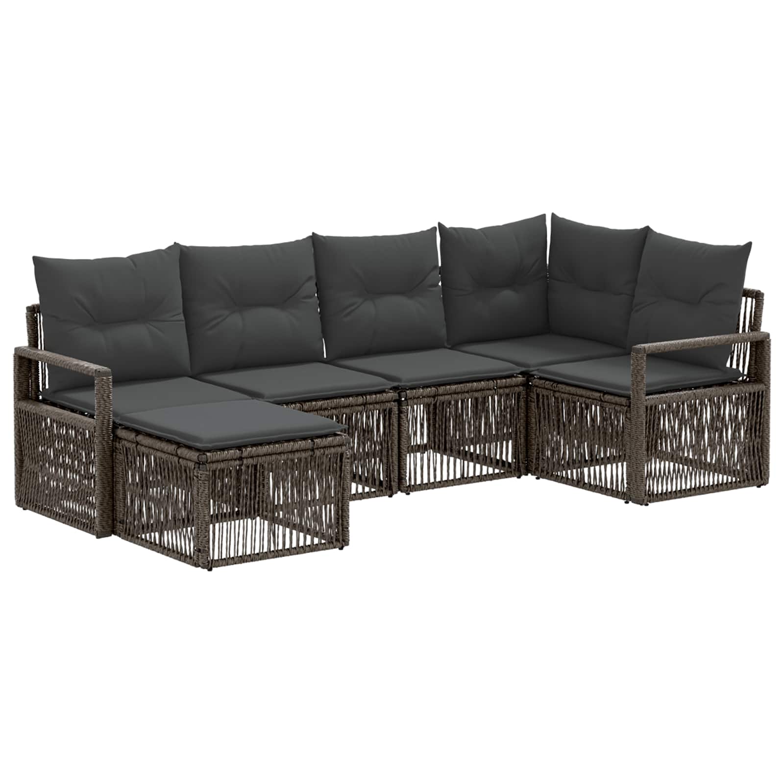 Tuinbankenset 6 pcs Grijs poly rattan – afbeelding 2