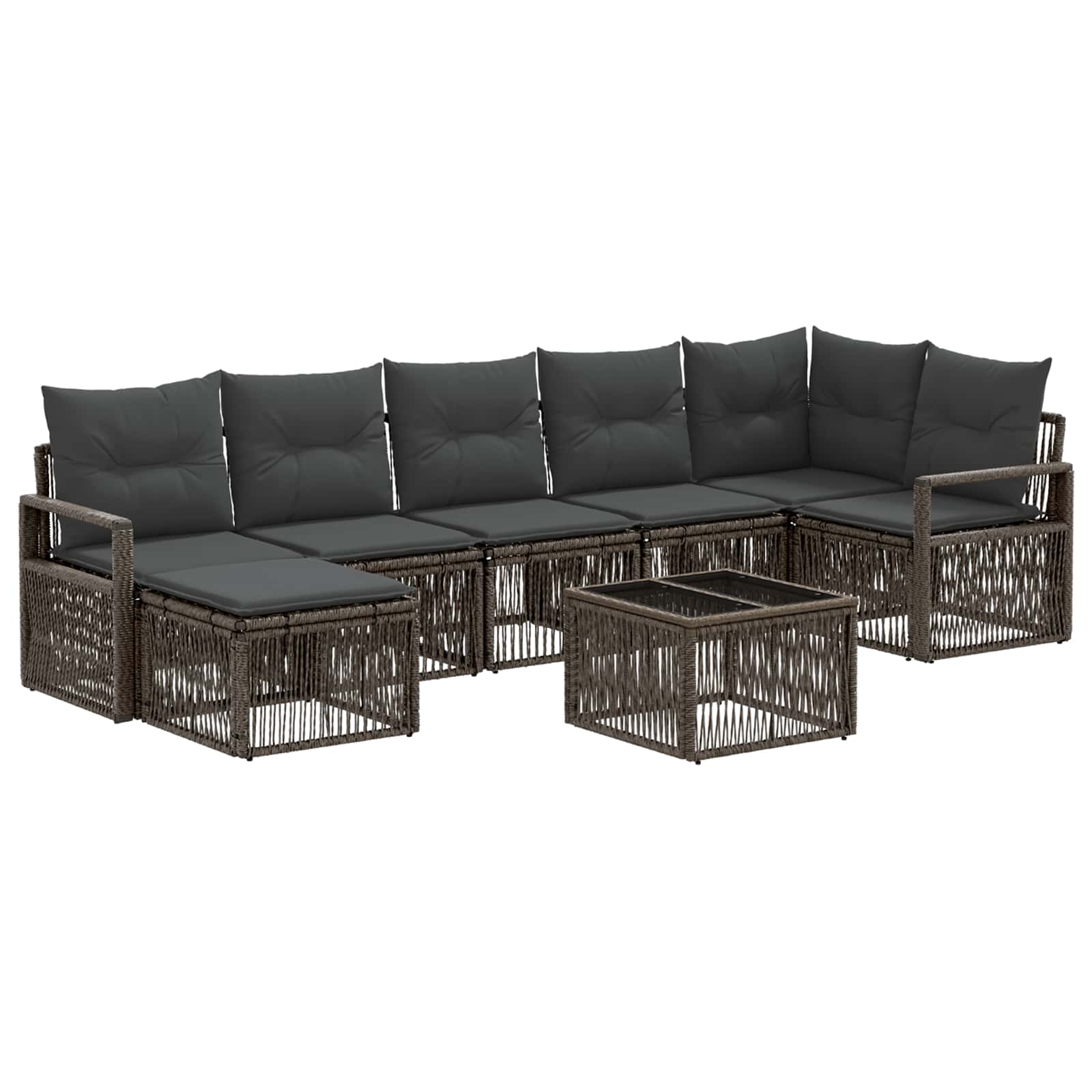 Tuinbankenset 8 pcs Grijs poly rattan – afbeelding 2