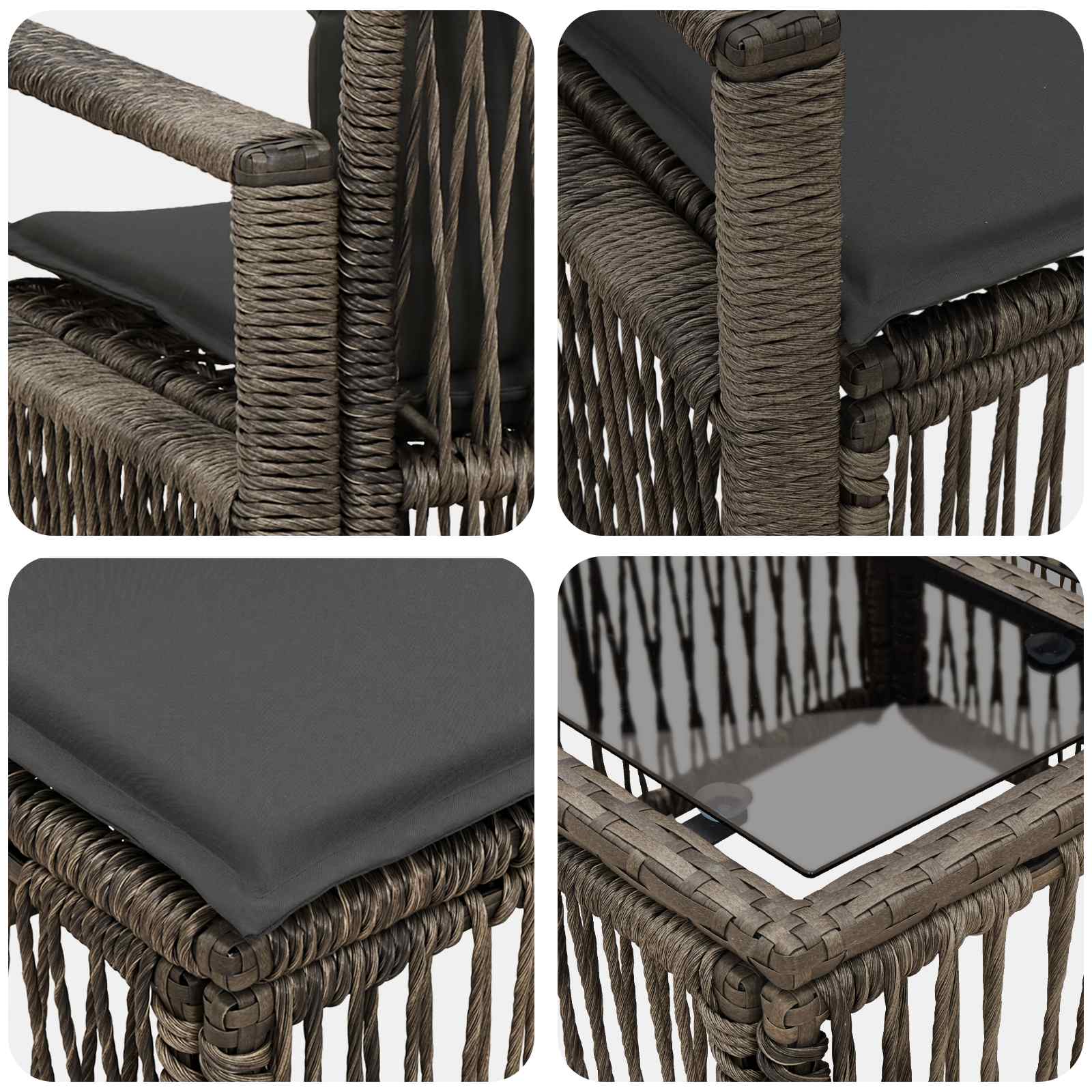 Tuinbankenset 8 pcs Grijs poly rattan – afbeelding 8