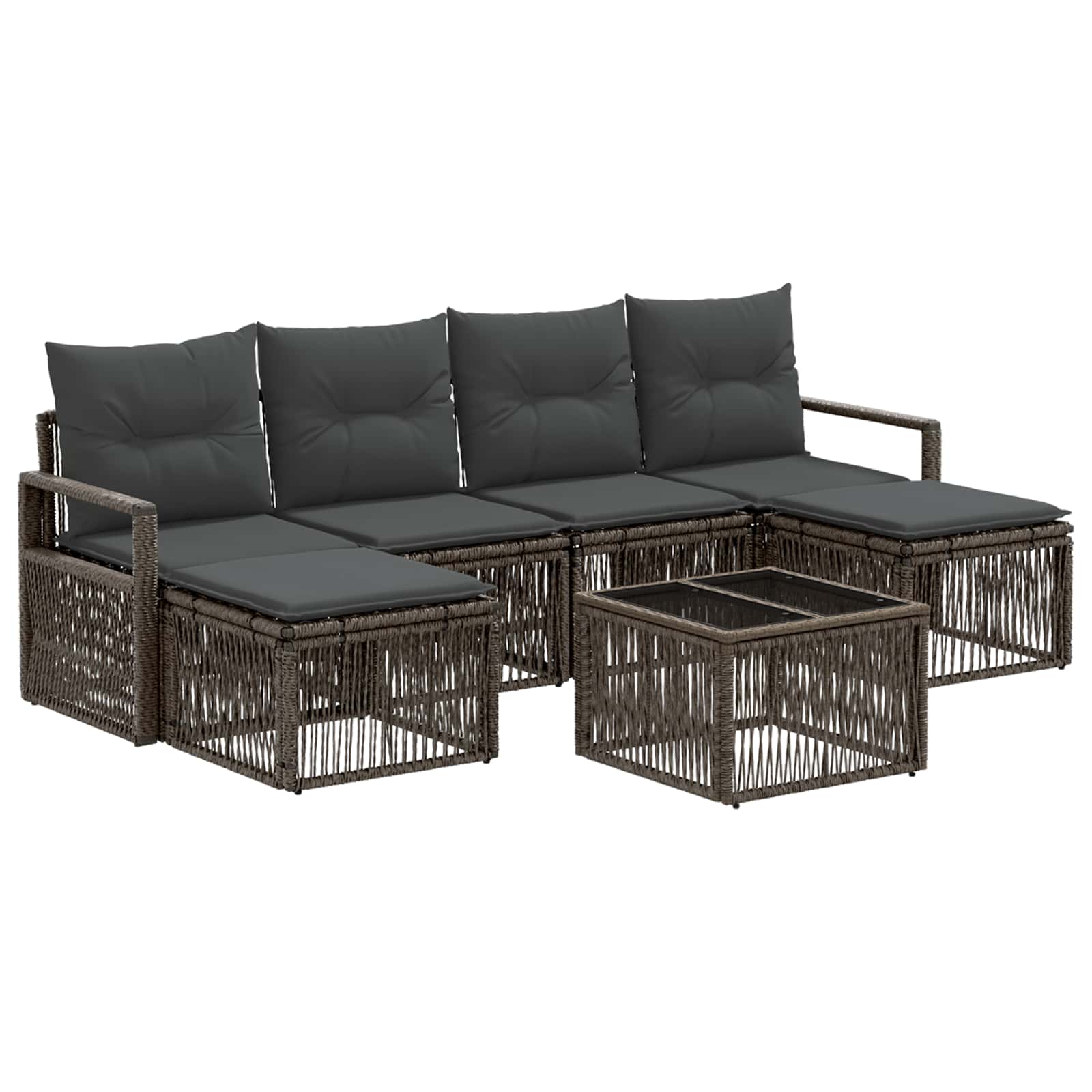Tuinbankenset 7 pcs Grijs poly rattan – afbeelding 2