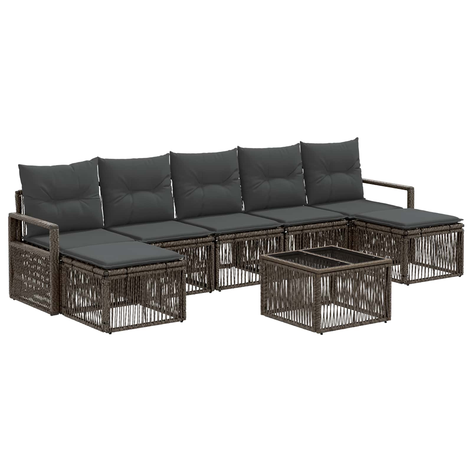 Tuinbankenset 8 pcs Grijs poly rattan – afbeelding 2