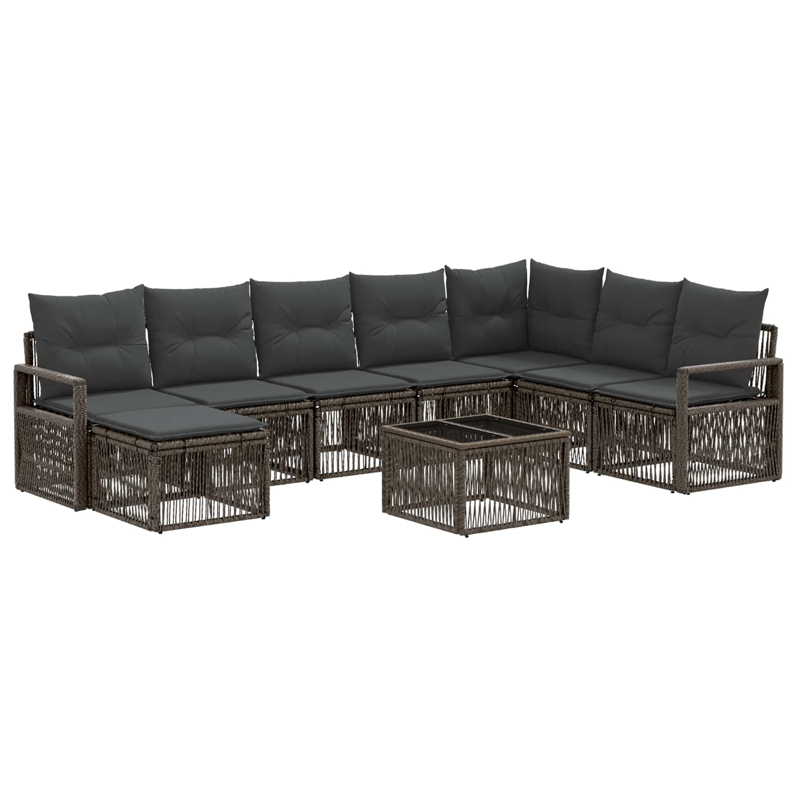 Tuinbankenset 9 pcs Grijs poly rattan – afbeelding 2