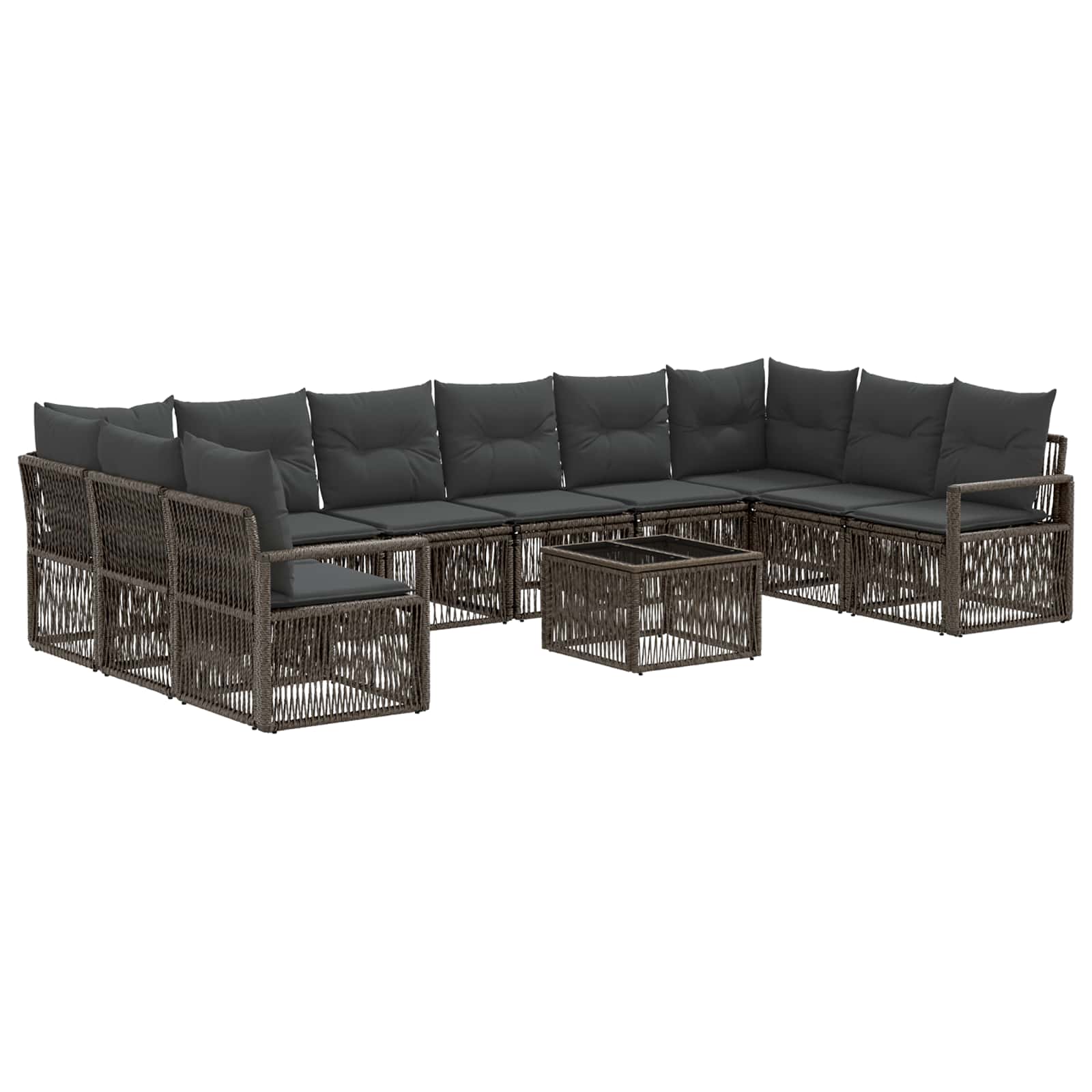 Tuinbankenset 11 pcs Grijs poly rattan – afbeelding 2