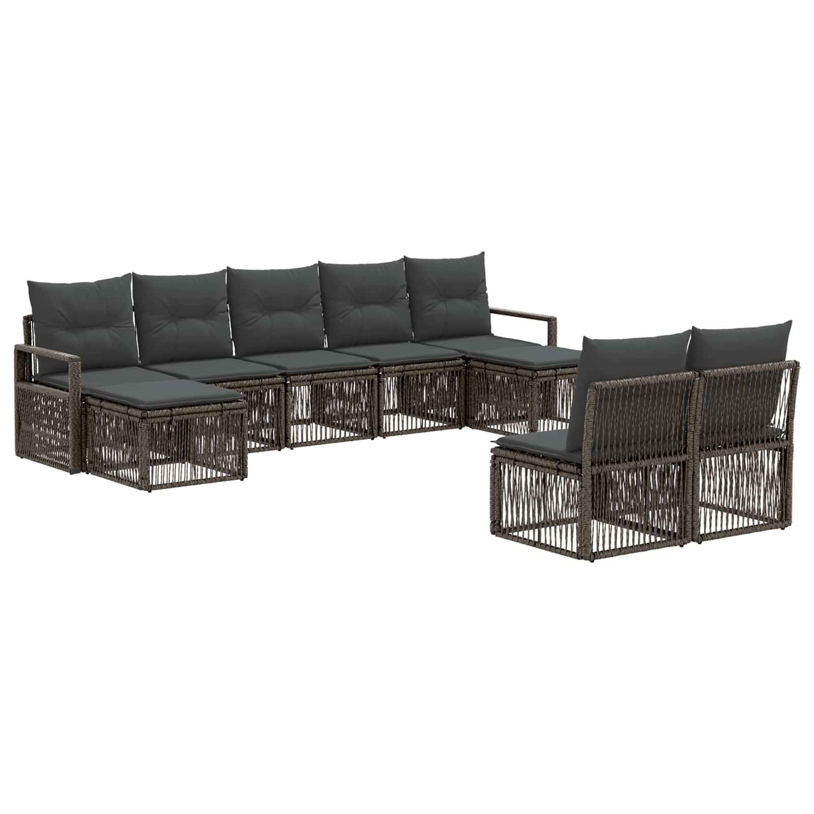 Tuinbankenset 9 pcs Grijs poly rattan – afbeelding 2