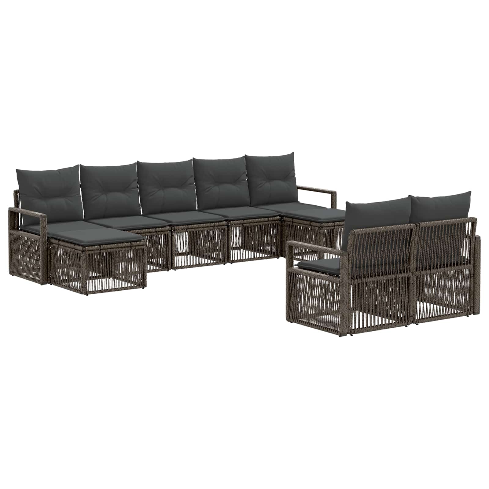 Tuinbankenset 9 pcs Grijs poly rattan – afbeelding 2