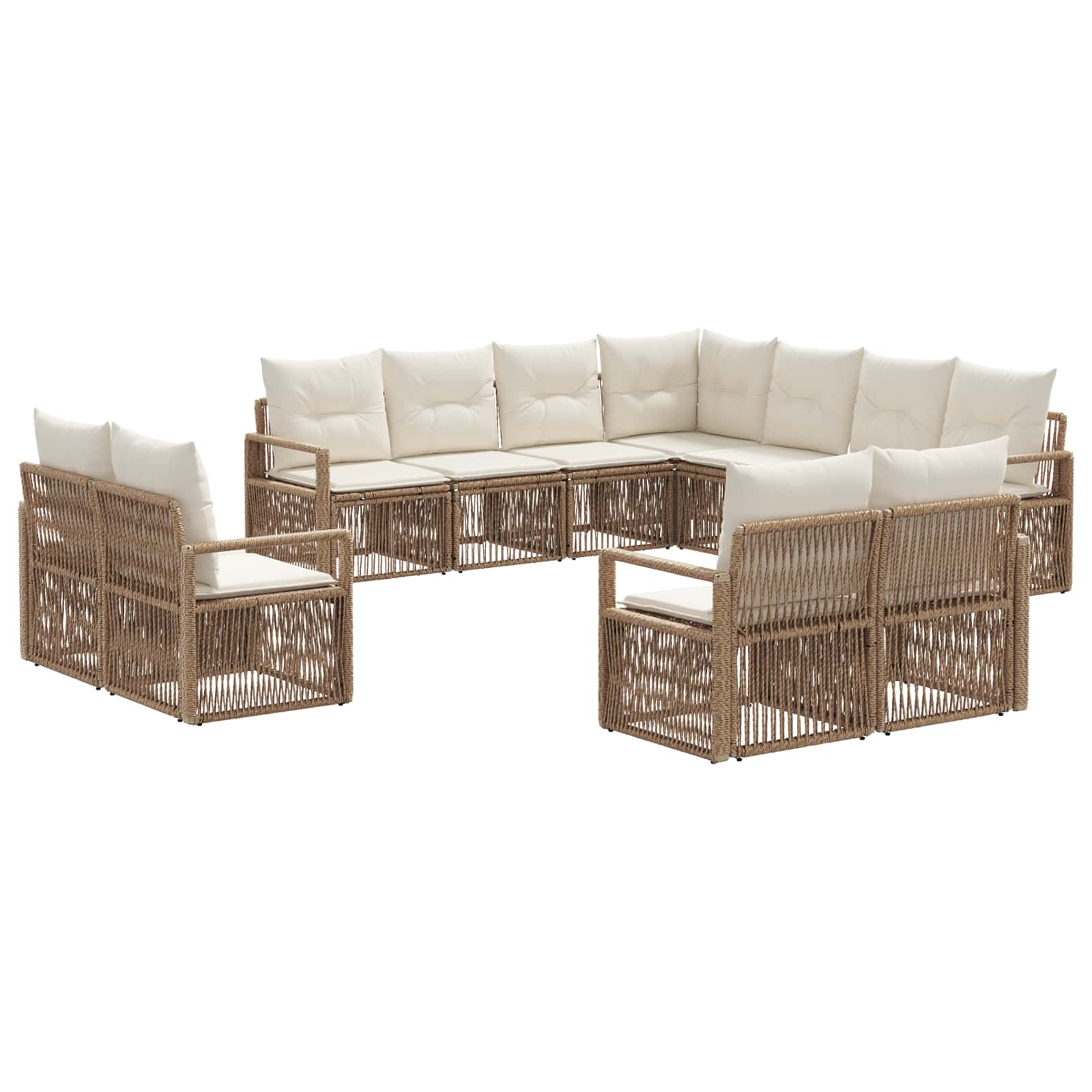 Tuinbankenset 11 pcs Beige poly rattan – afbeelding 2