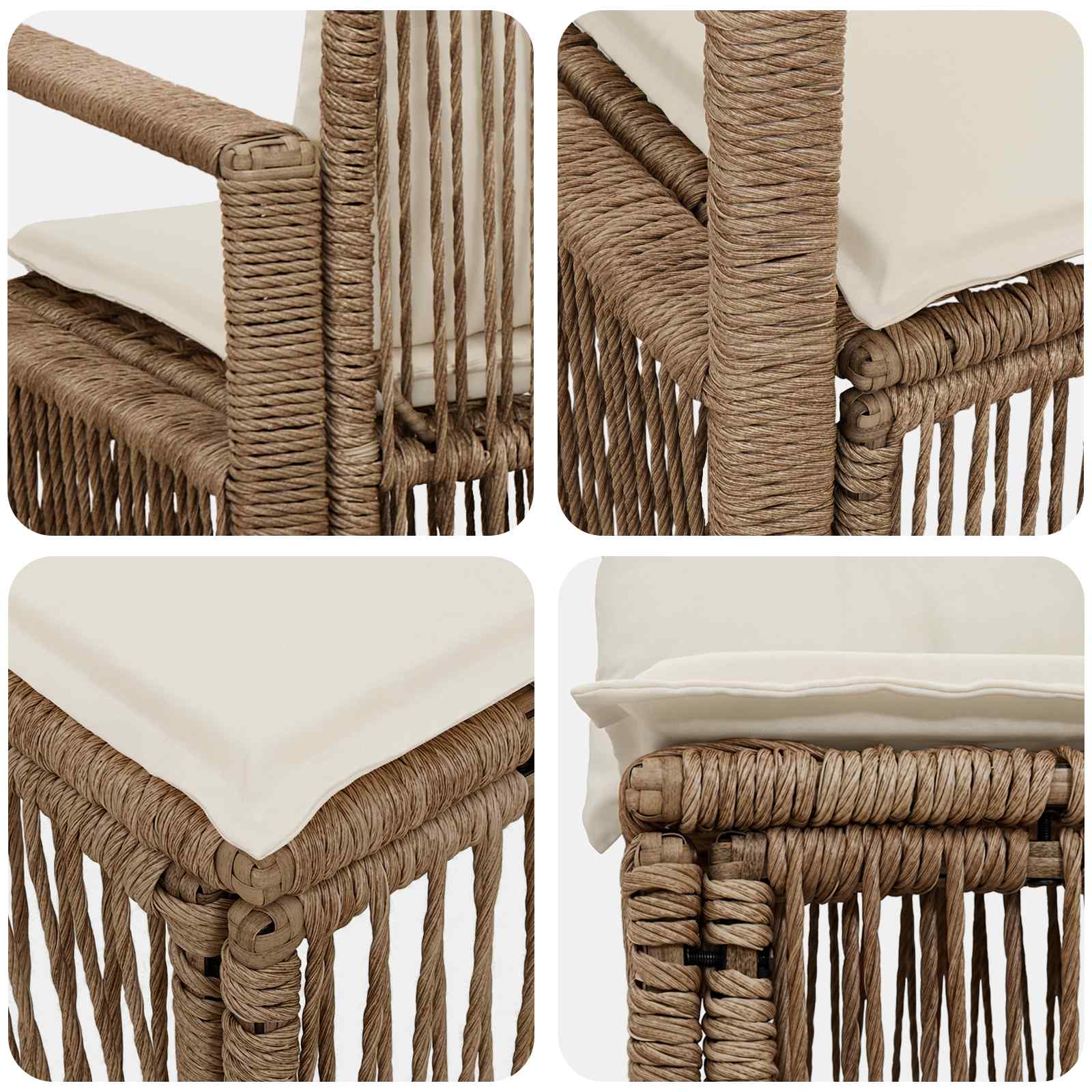 Tuinbankenset 11 pcs Beige poly rattan – afbeelding 6