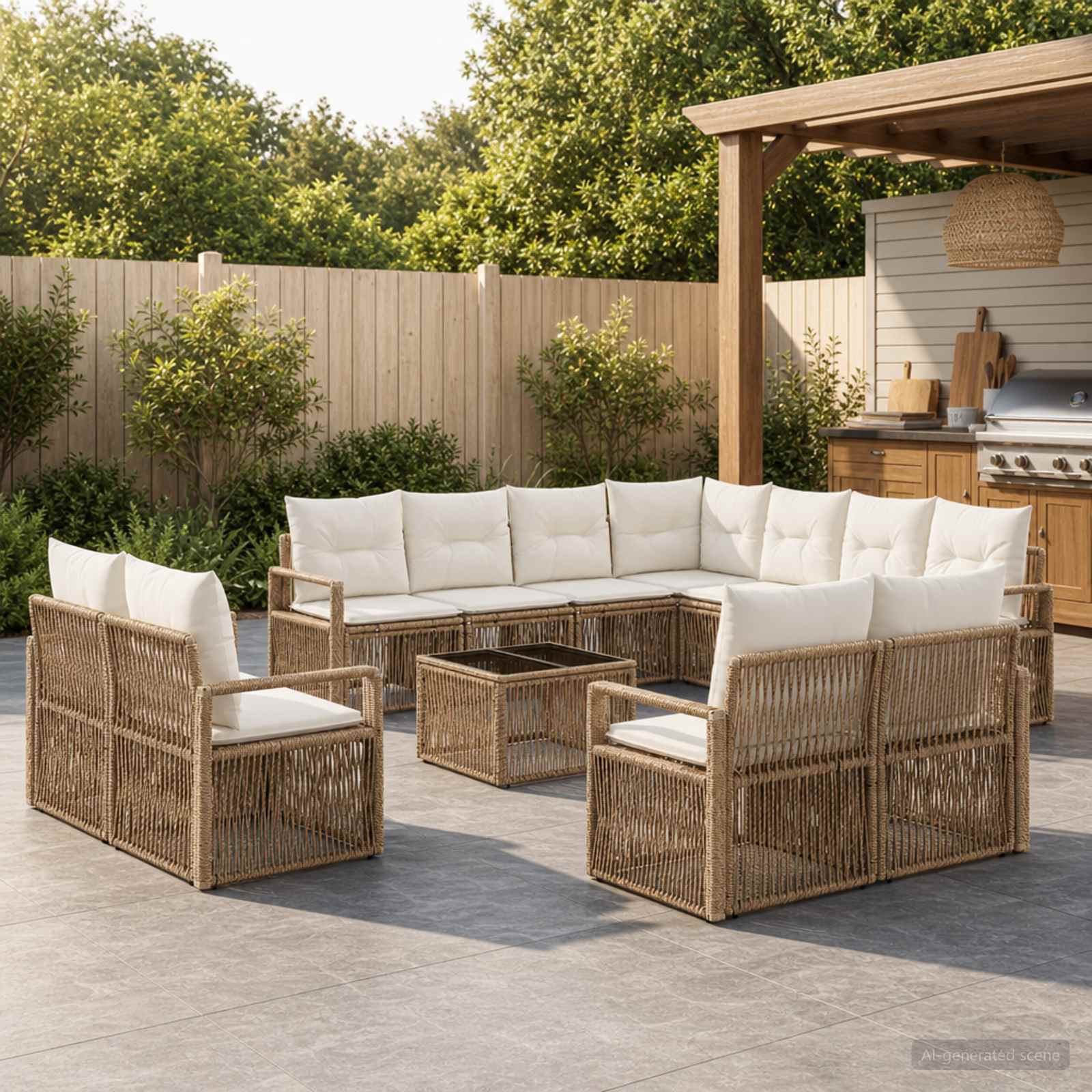 Tuinbankenset 12 pcs Beige poly rattan