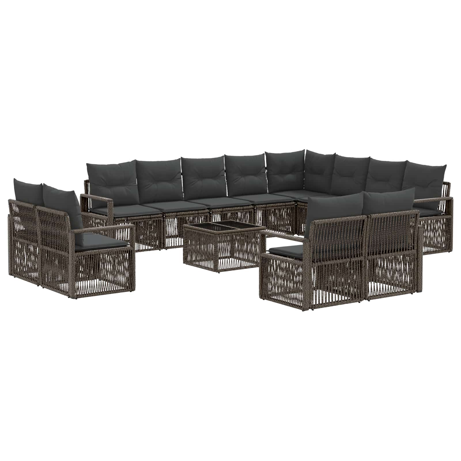 Tuinbankenset 13 pcs Grijs poly rattan – afbeelding 2