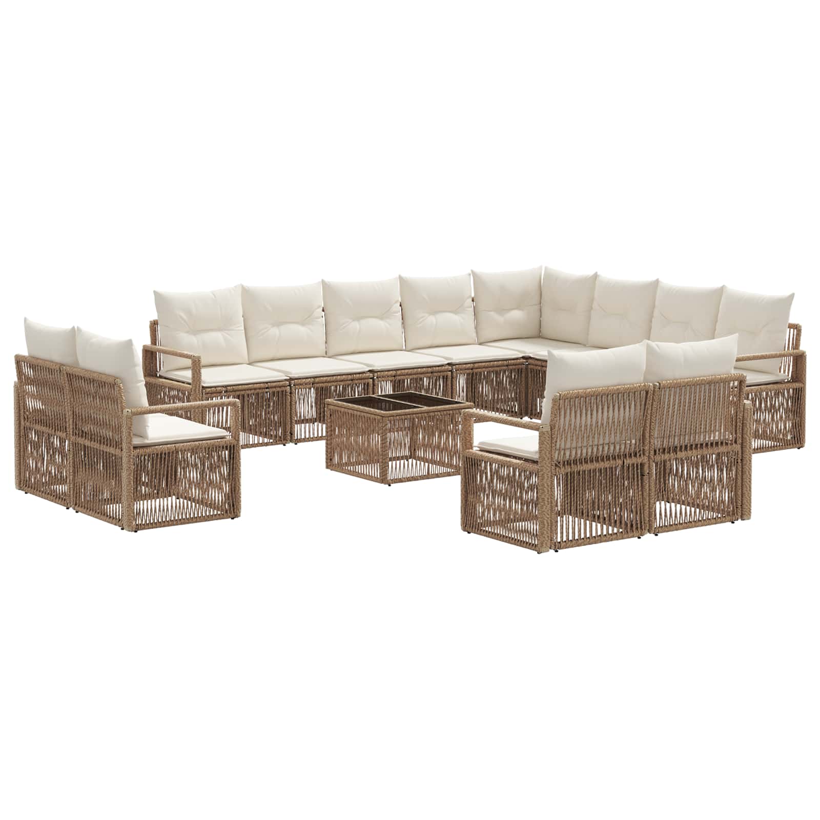 Tuinbankenset 13 pcs Beige poly rattan – afbeelding 2