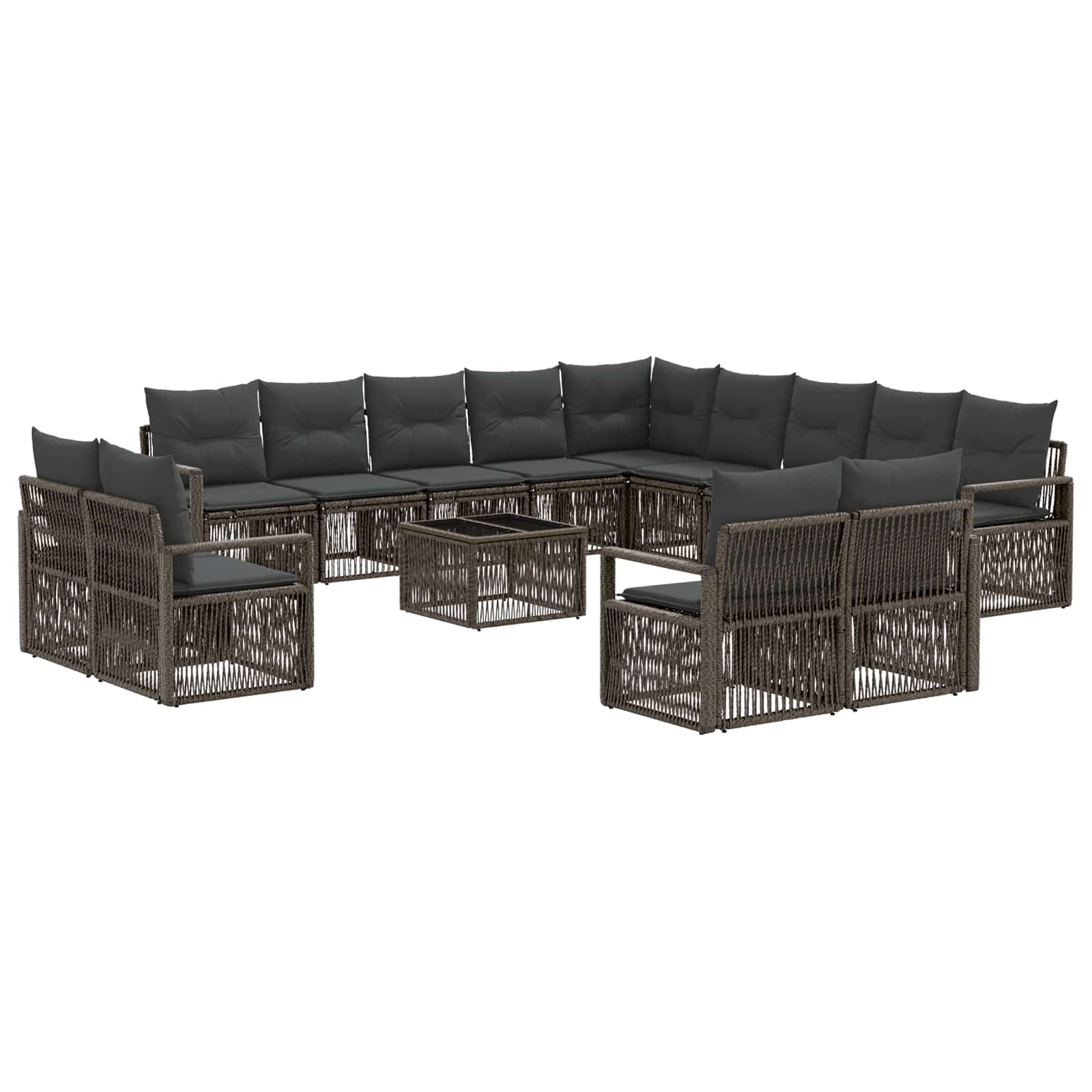 Tuinbankenset 14 pcs Grijs poly rattan – afbeelding 2