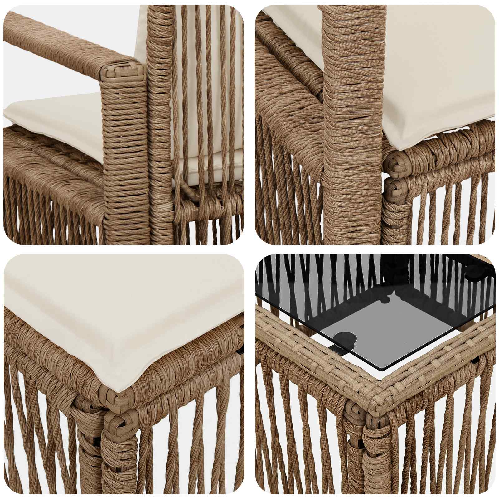 Tuinbankenset 14 pcs Beige poly rattan – afbeelding 9