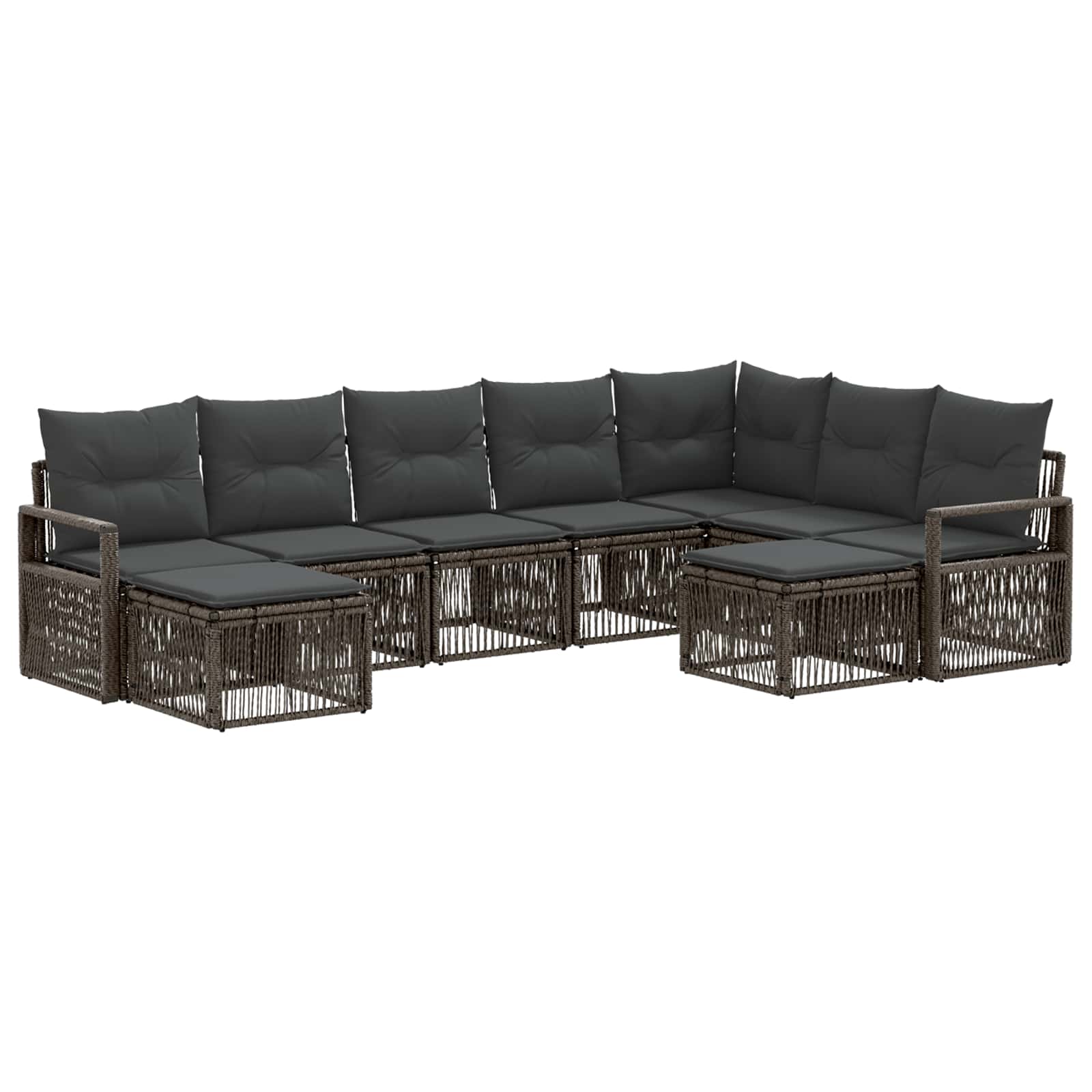 Tuinbankenset 9 pcs Grijs poly rattan – afbeelding 2