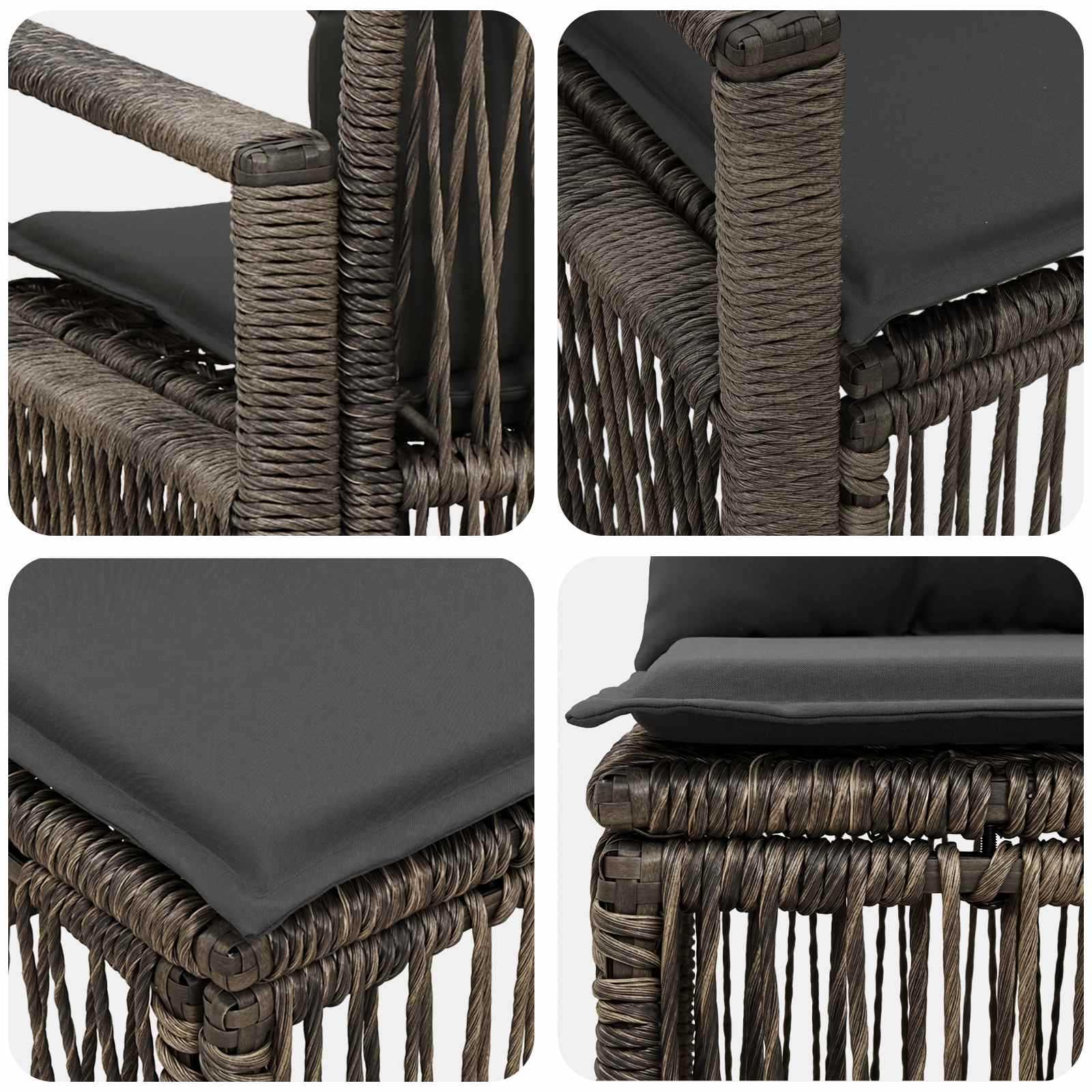 Tuinbankenset 9 pcs Grijs poly rattan – afbeelding 7