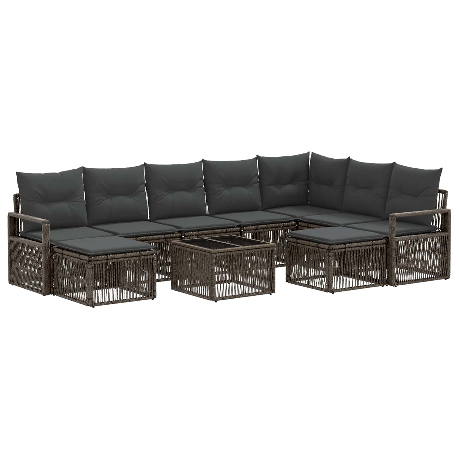 Tuinbankenset 10 pcs Grijs poly rattan – afbeelding 2