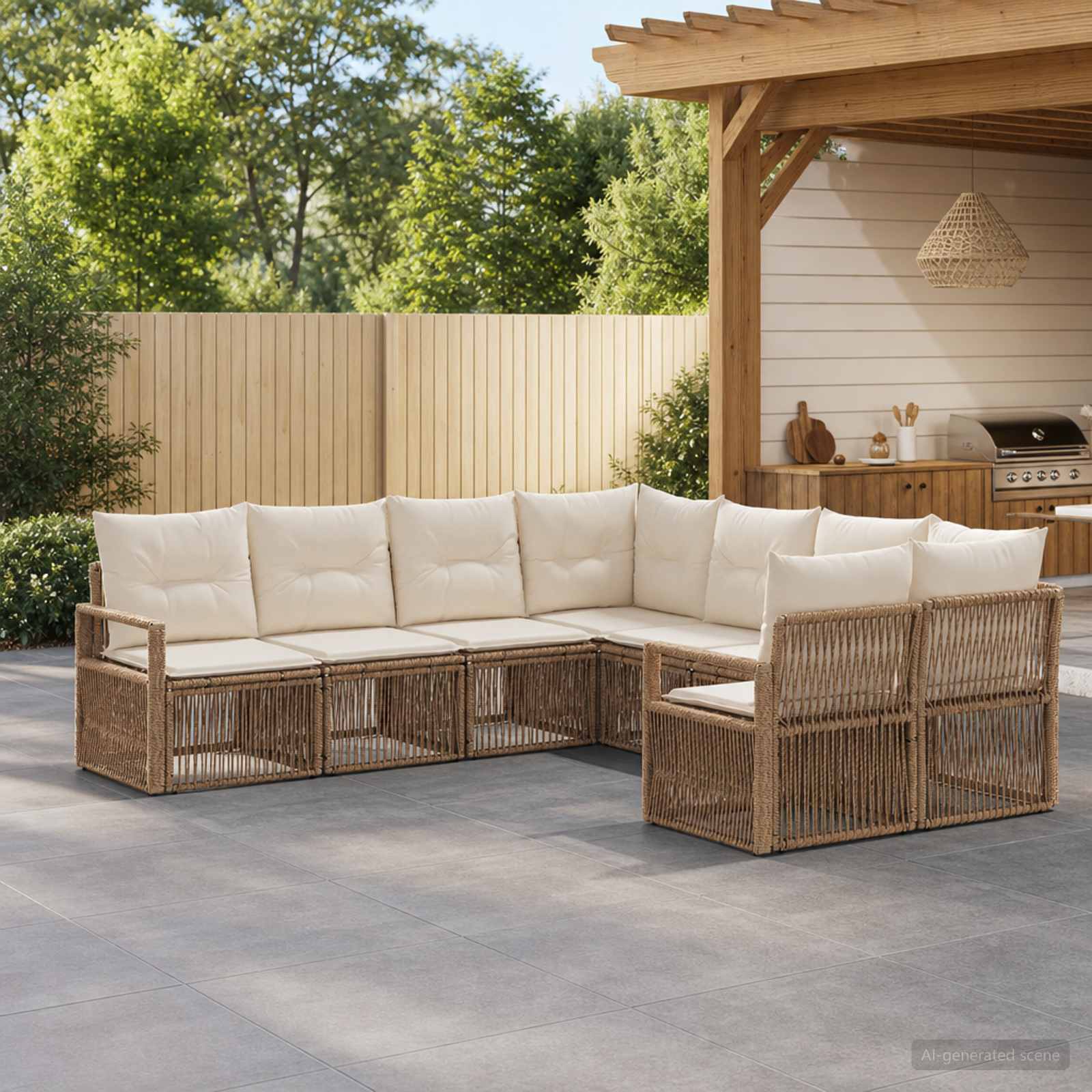 Tuinbankenset 8 st 8-Aantal zitplaatsen Beige poly rattan
