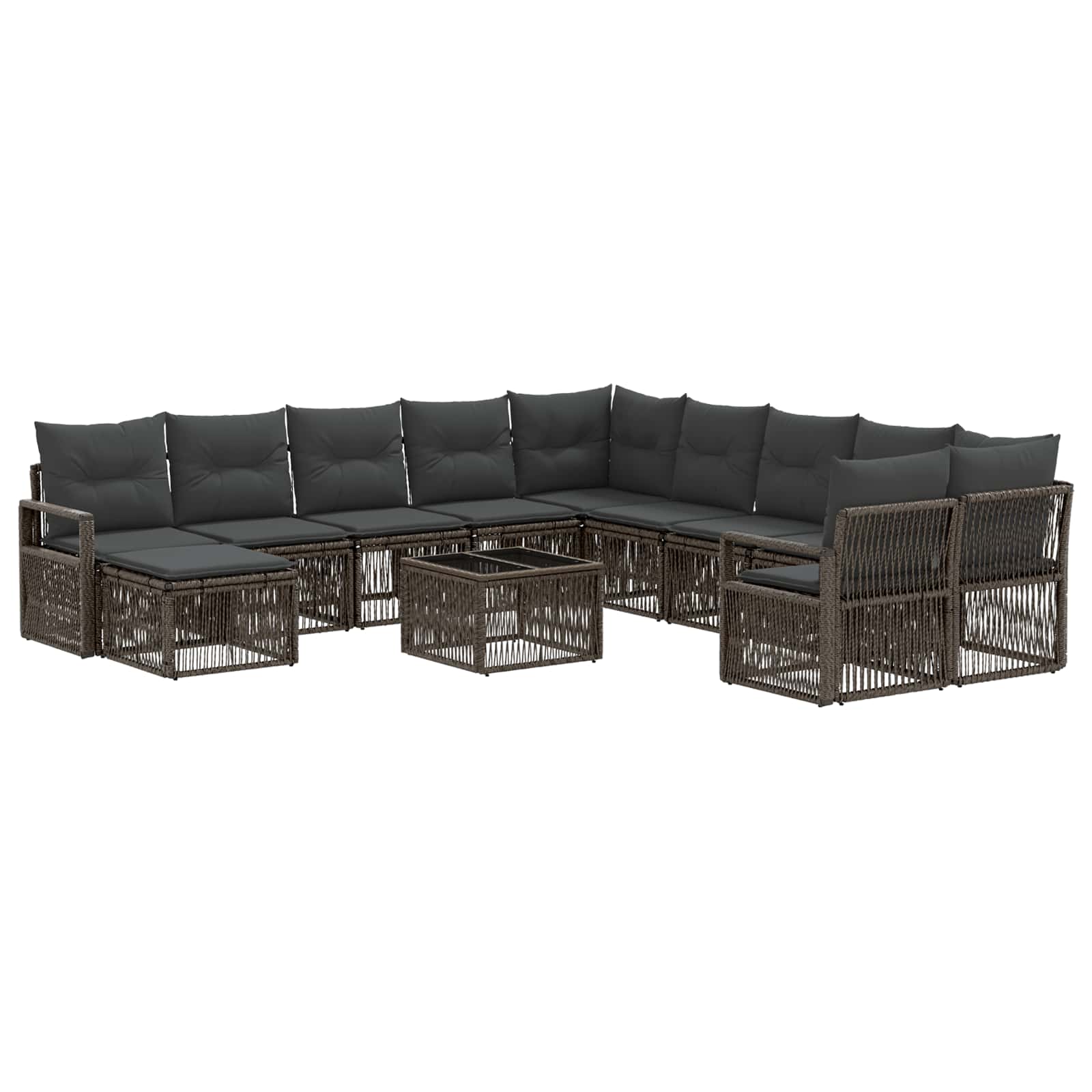 Tuinbankenset 12 pcs Grijs poly rattan – afbeelding 2