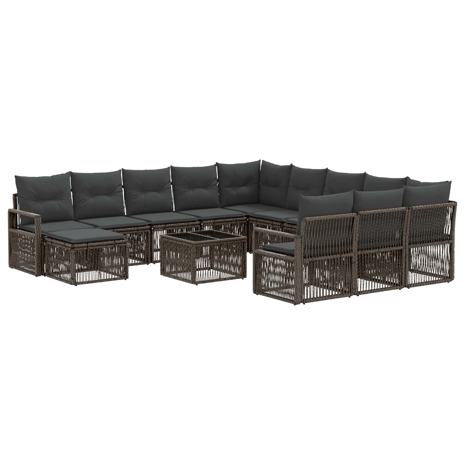 Tuinbankenset 13 pcs Grijs poly rattan – afbeelding 2