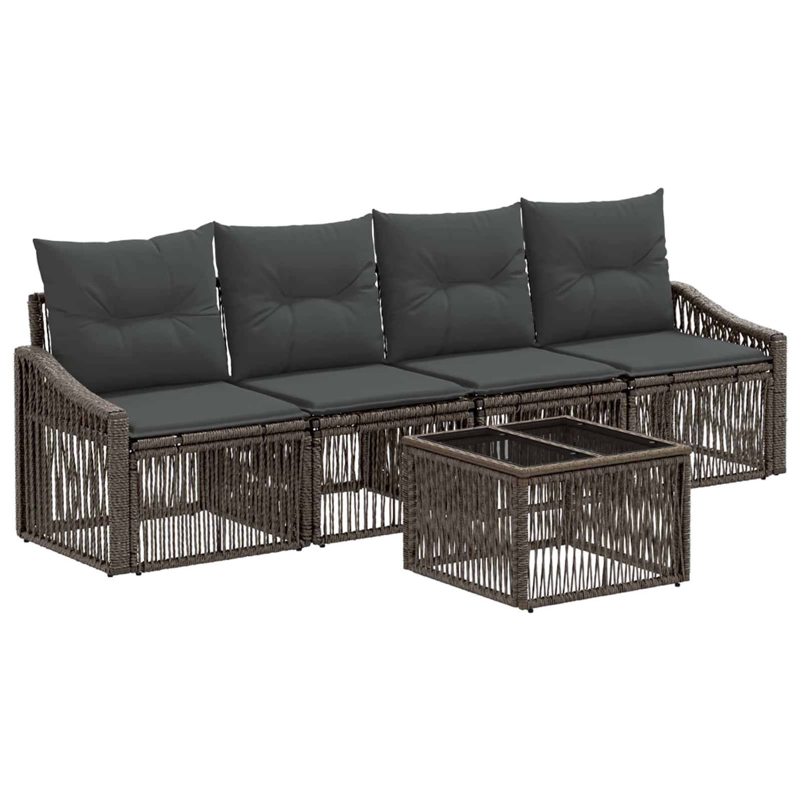 Tuinbankenset 5 pcs Grijs poly rattan – afbeelding 2