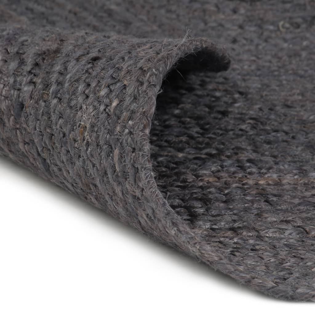 Vloerkleed handgemaakt rond 210 cm jute donkergrijs – afbeelding 2