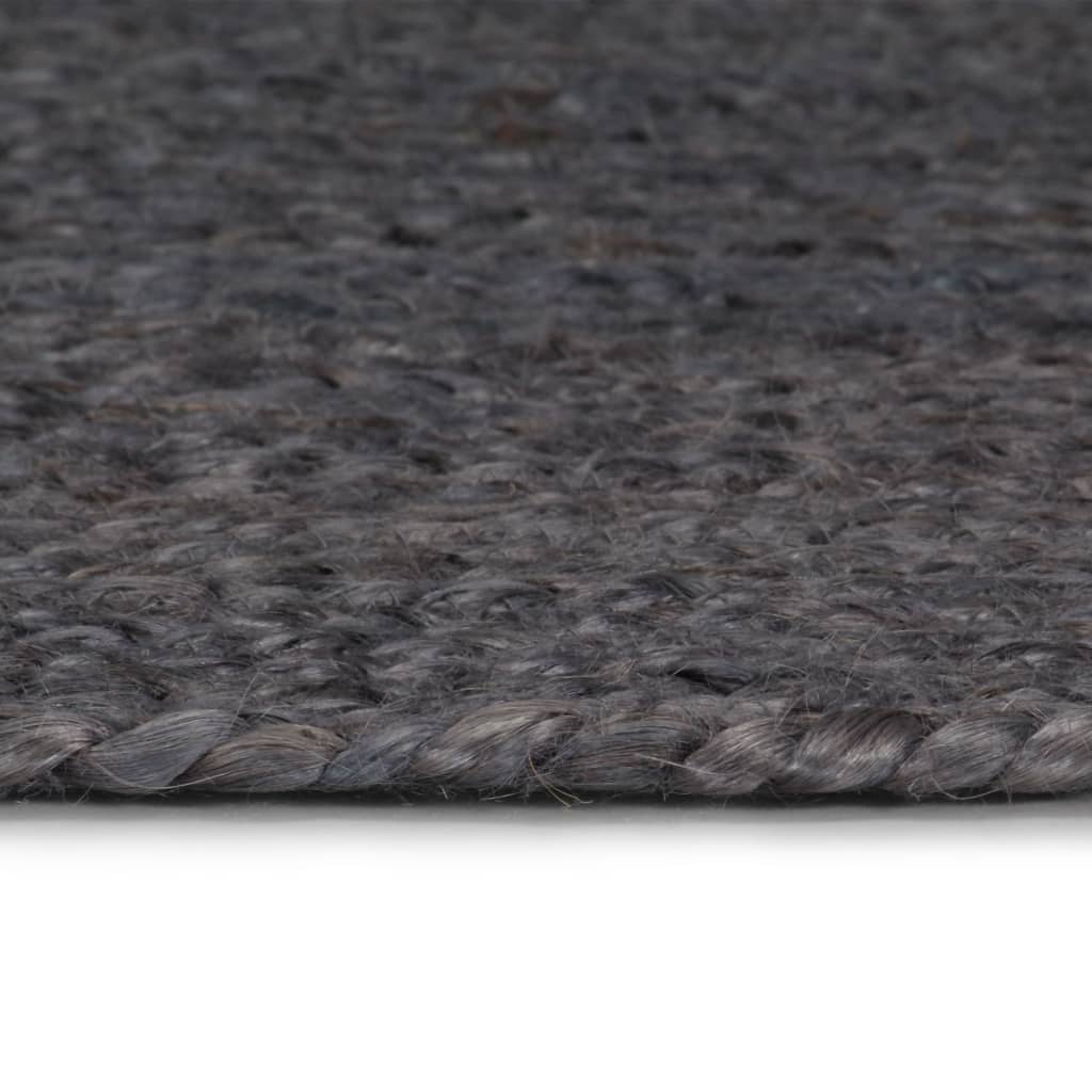 Vloerkleed handgemaakt rond 210 cm jute donkergrijs – afbeelding 3
