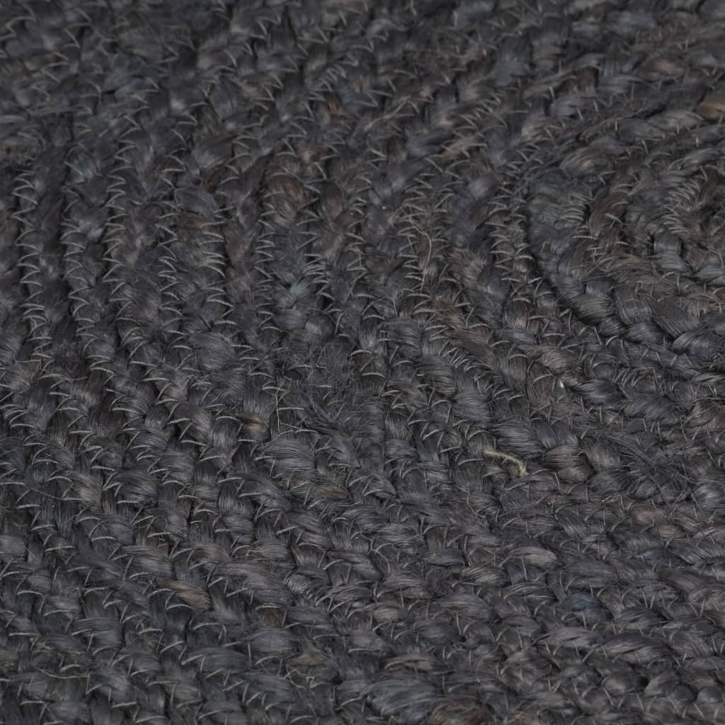 Vloerkleed handgemaakt rond 210 cm jute donkergrijs – afbeelding 4
