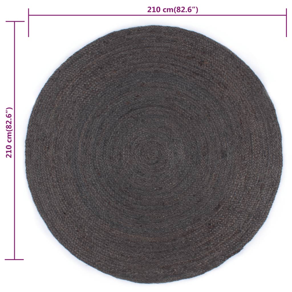 Vloerkleed handgemaakt rond 210 cm jute donkergrijs – afbeelding 6