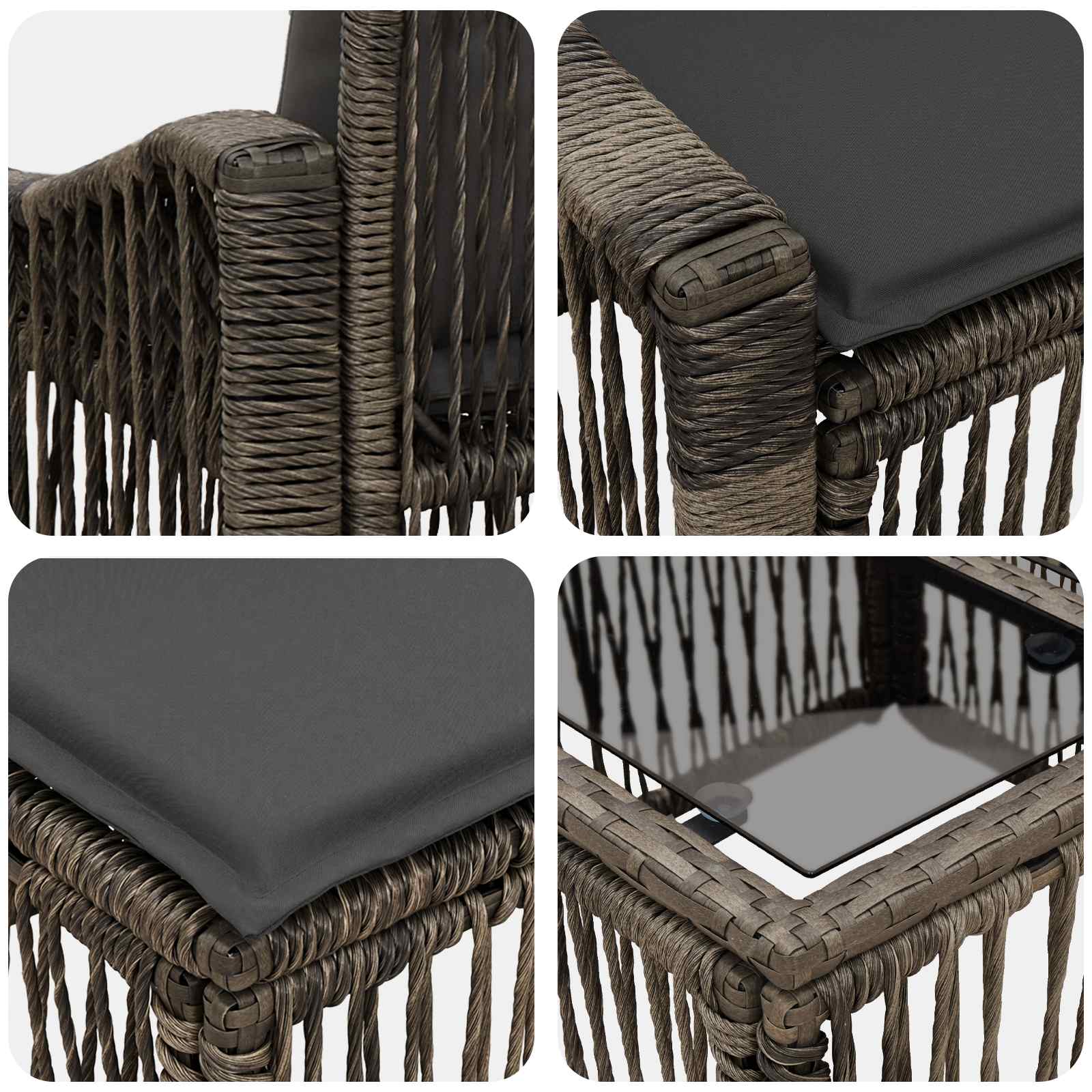 Tuinbankenset 5 pcs Grijs poly rattan – afbeelding 8