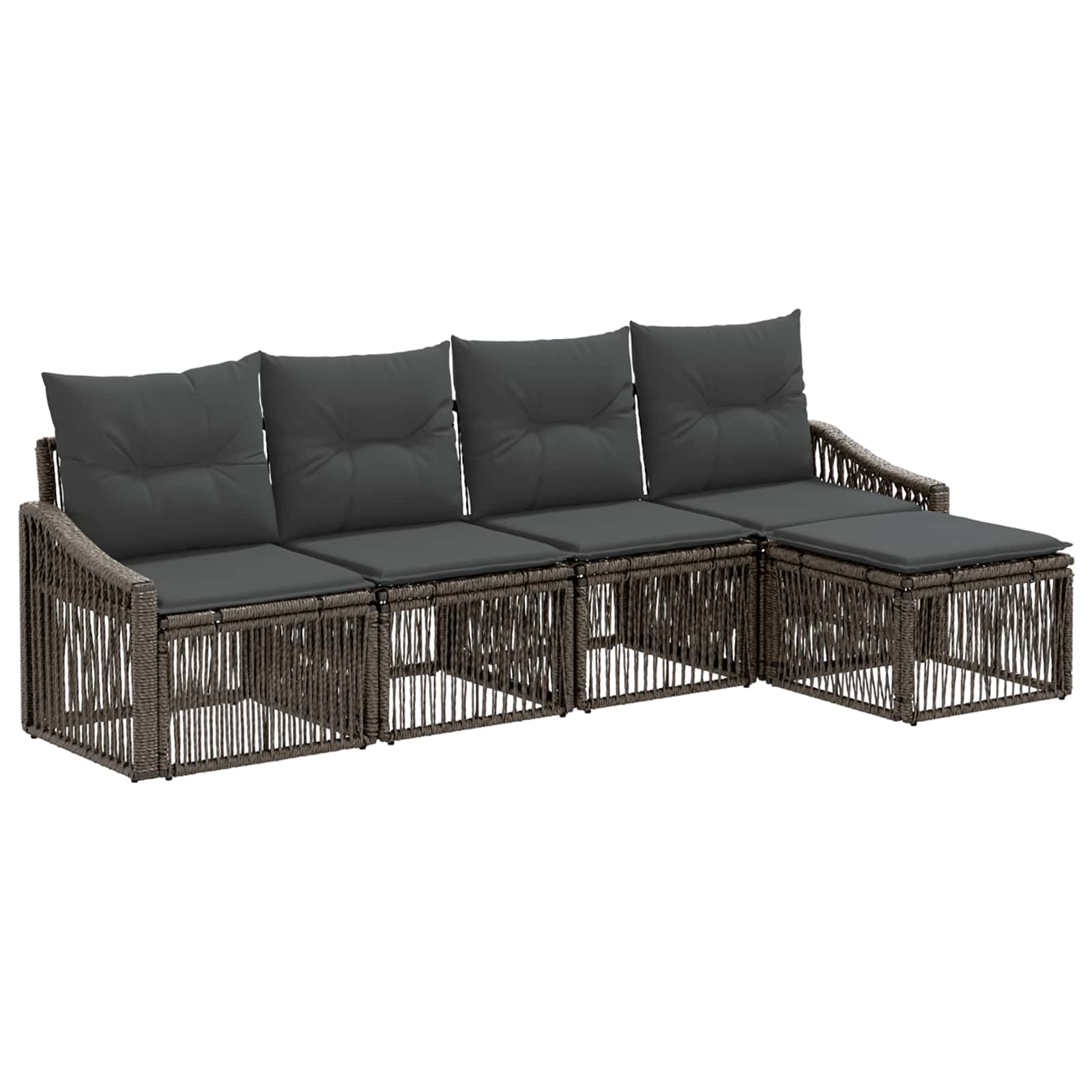 Tuinbankenset 5 pcs Grijs poly rattan – afbeelding 2