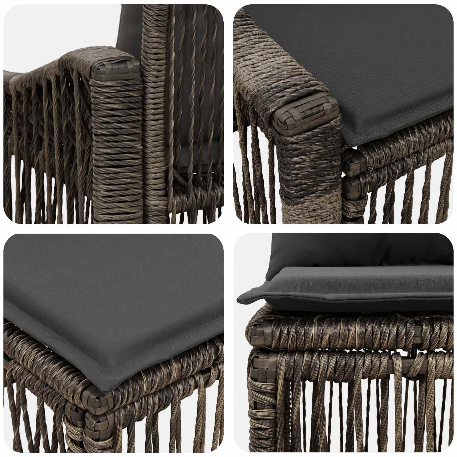 Tuinbankenset 5 pcs Grijs poly rattan – afbeelding 6