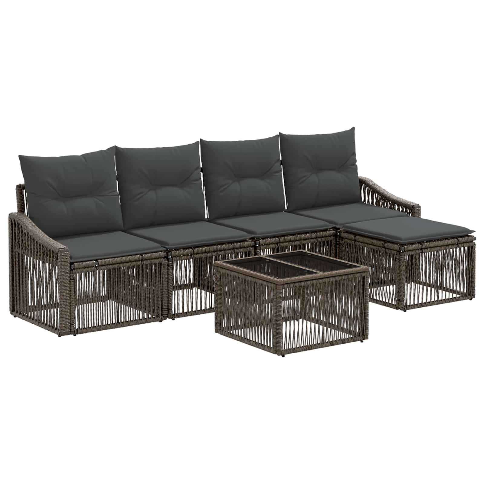 Tuinbankenset 6 pcs Grijs poly rattan – afbeelding 2