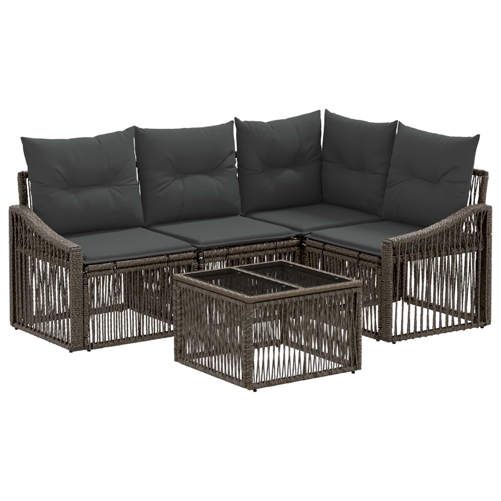Tuinbankenset 5 pcs Grijs poly rattan – afbeelding 2