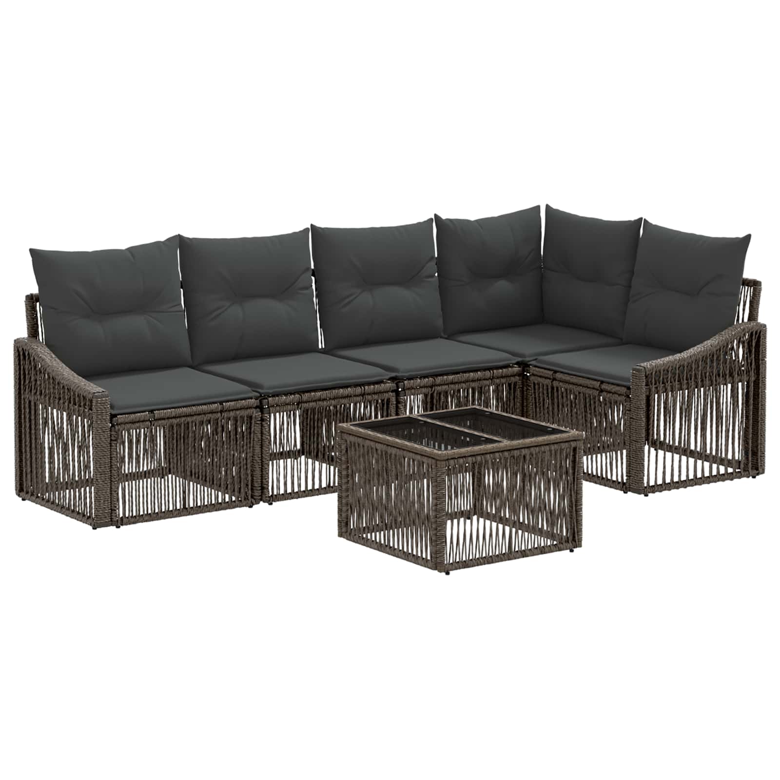 Tuinbankenset 6 pcs Grijs poly rattan – afbeelding 2