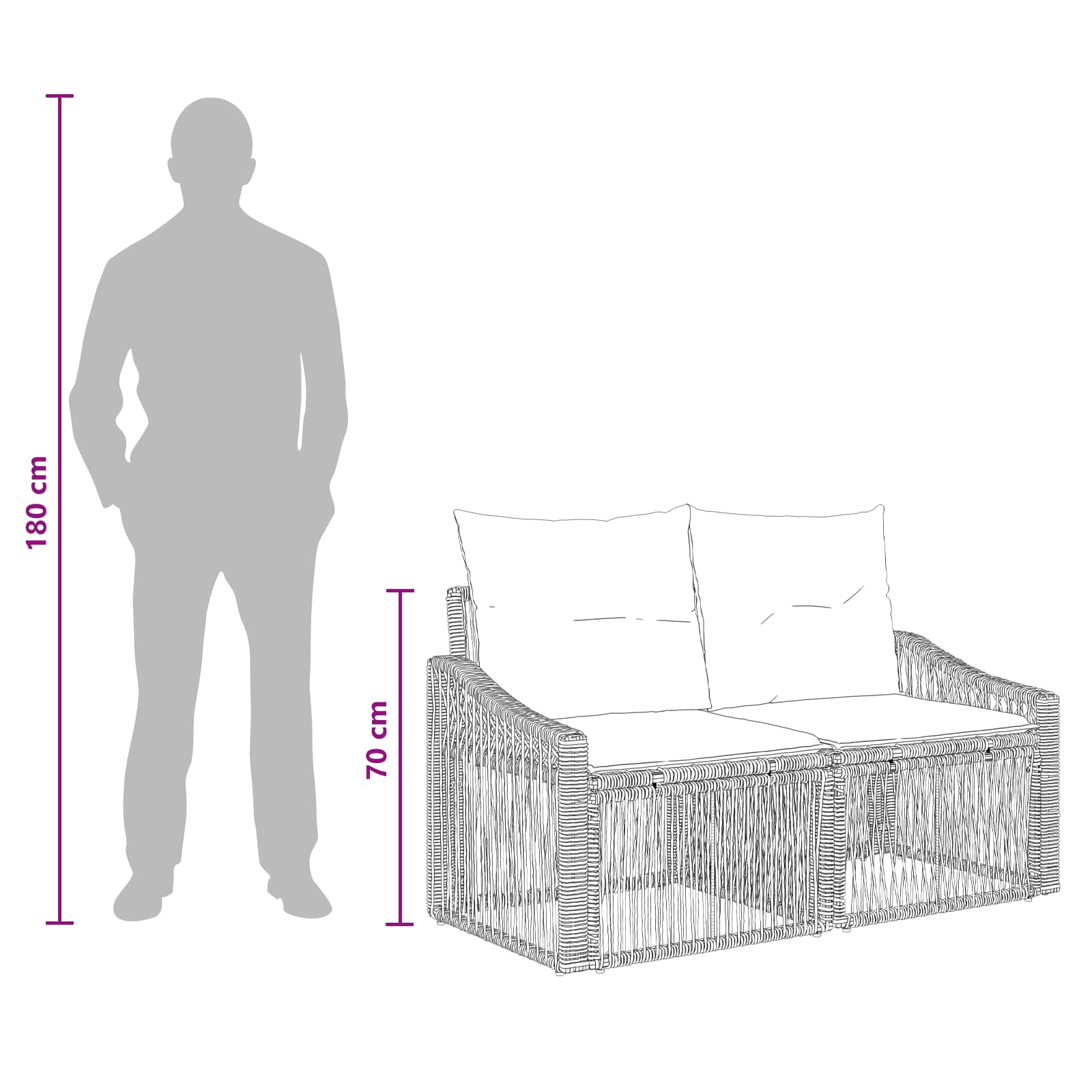 Tuinbankenset 9 pcs Grijs poly rattan – afbeelding 11