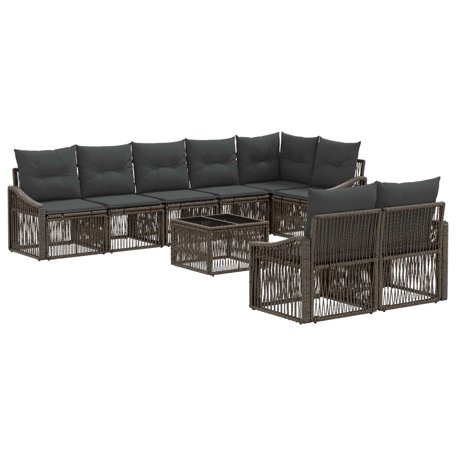 Tuinbankenset 9 pcs Grijs poly rattan – afbeelding 2