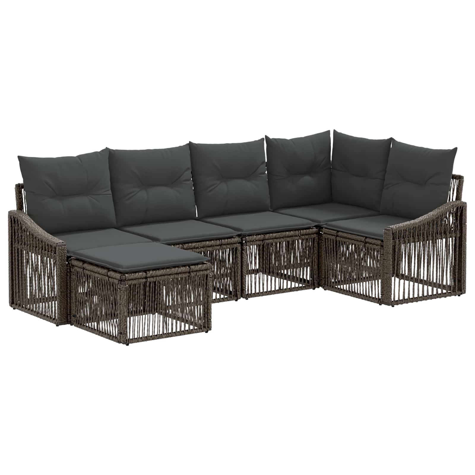 Tuinbankenset 6 pcs Grijs poly rattan – afbeelding 2