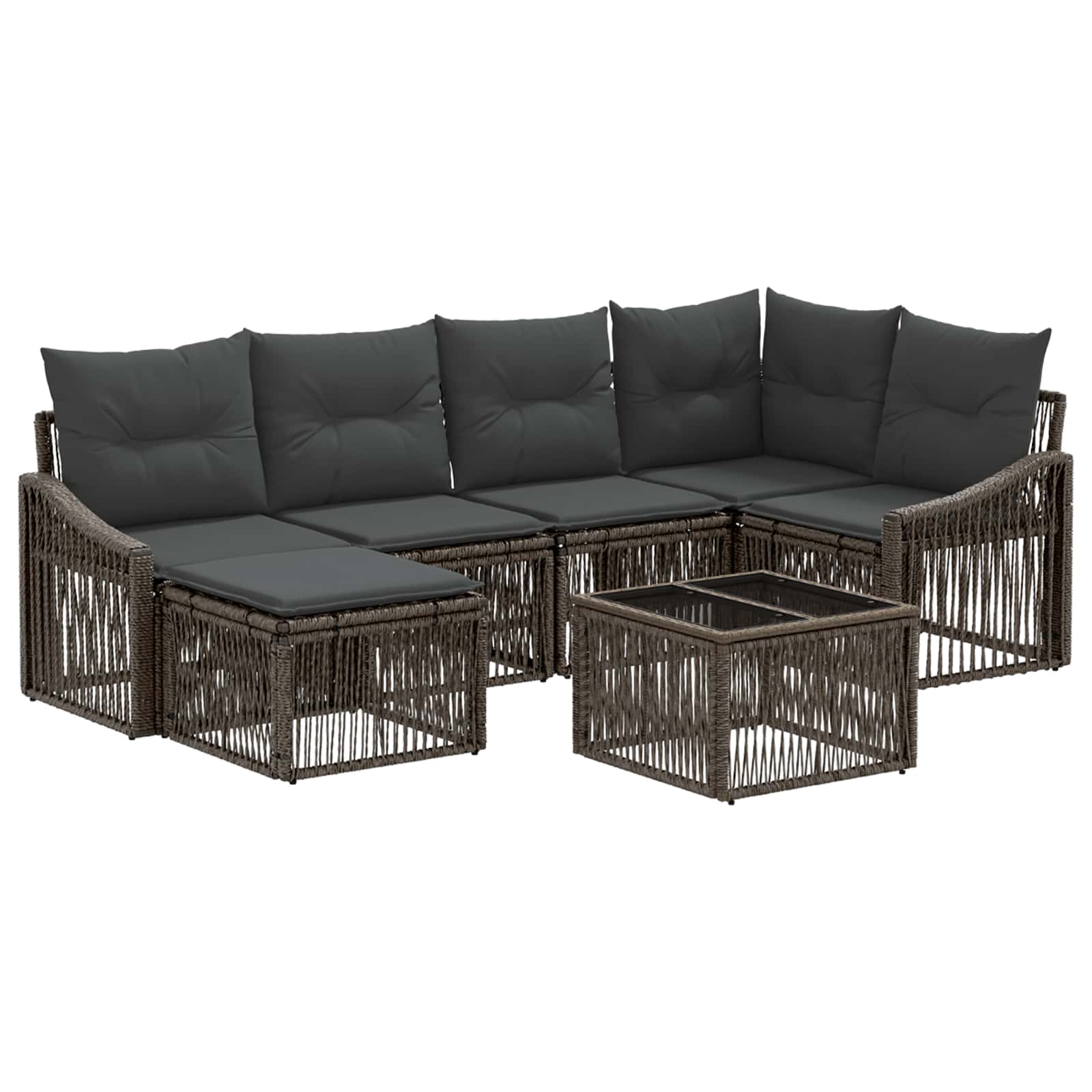 Tuinbankenset 7 pcs Grijs poly rattan – afbeelding 2