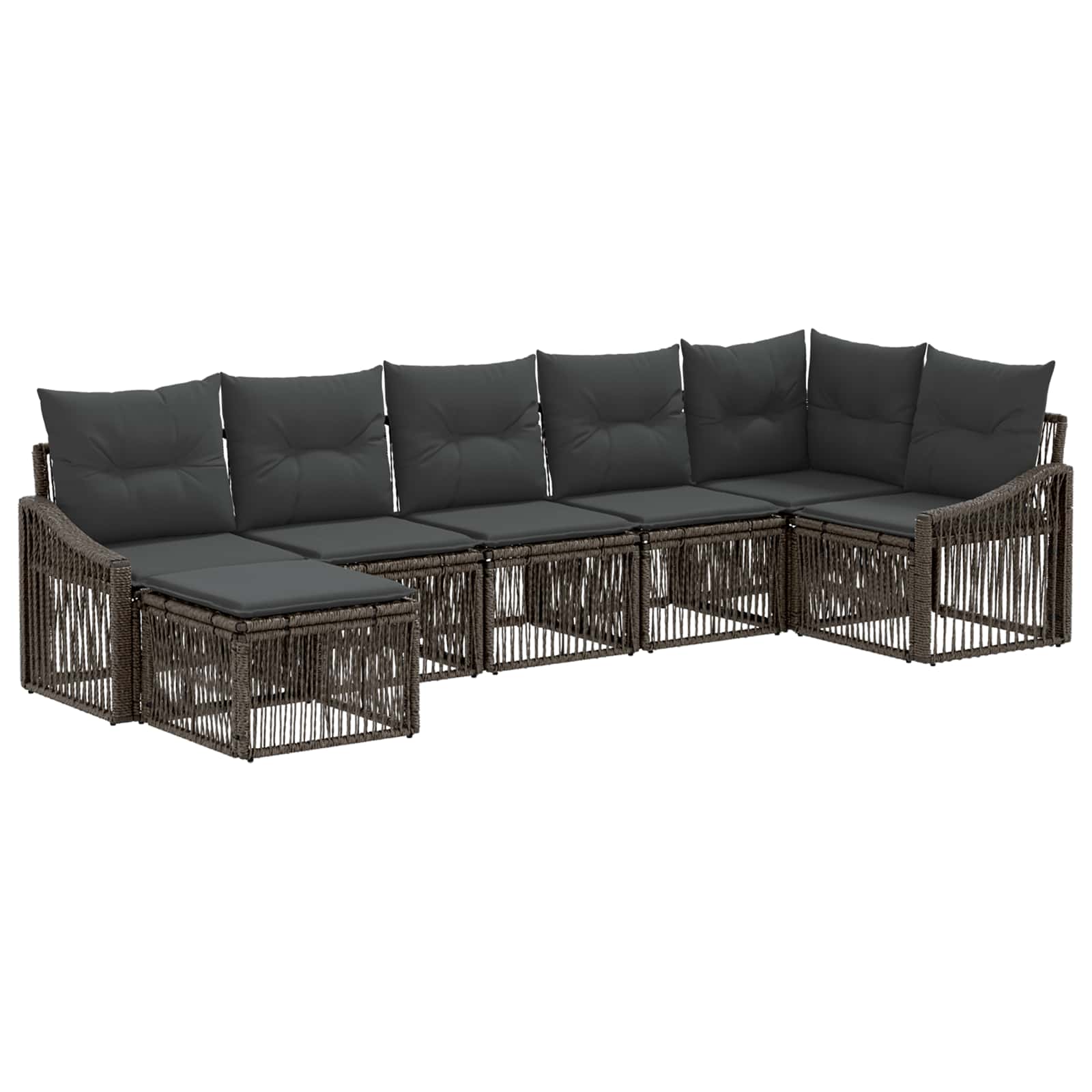 Tuinbankenset 7 pcs Grijs poly rattan – afbeelding 2