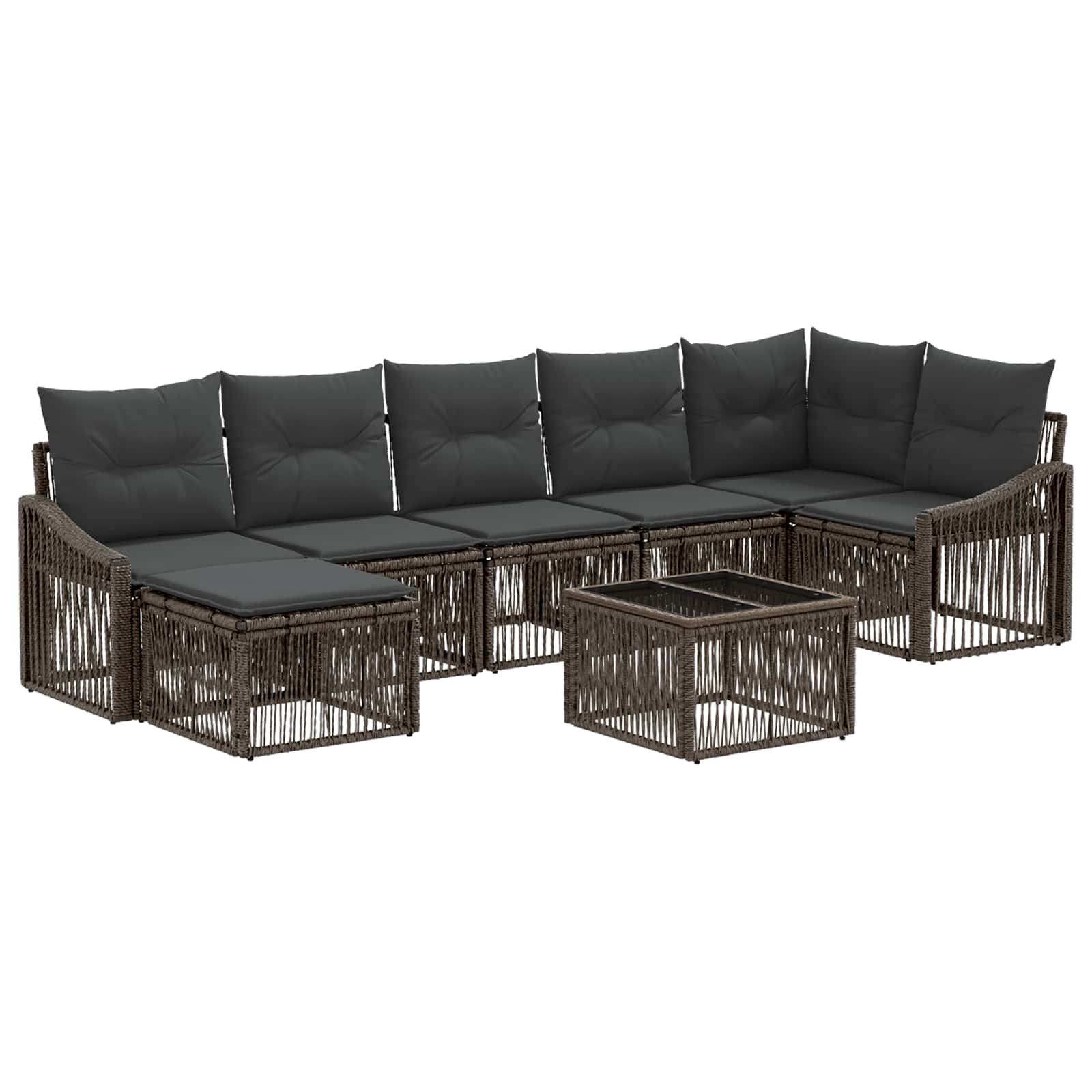 Tuinbankenset 8 pcs Grijs poly rattan – afbeelding 2