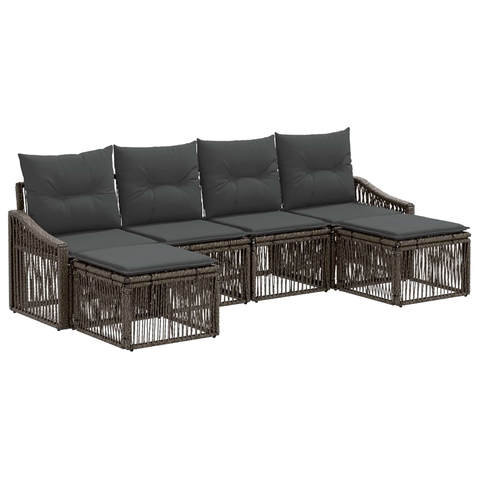 Tuinbankenset 6 pcs Grijs poly rattan – afbeelding 2
