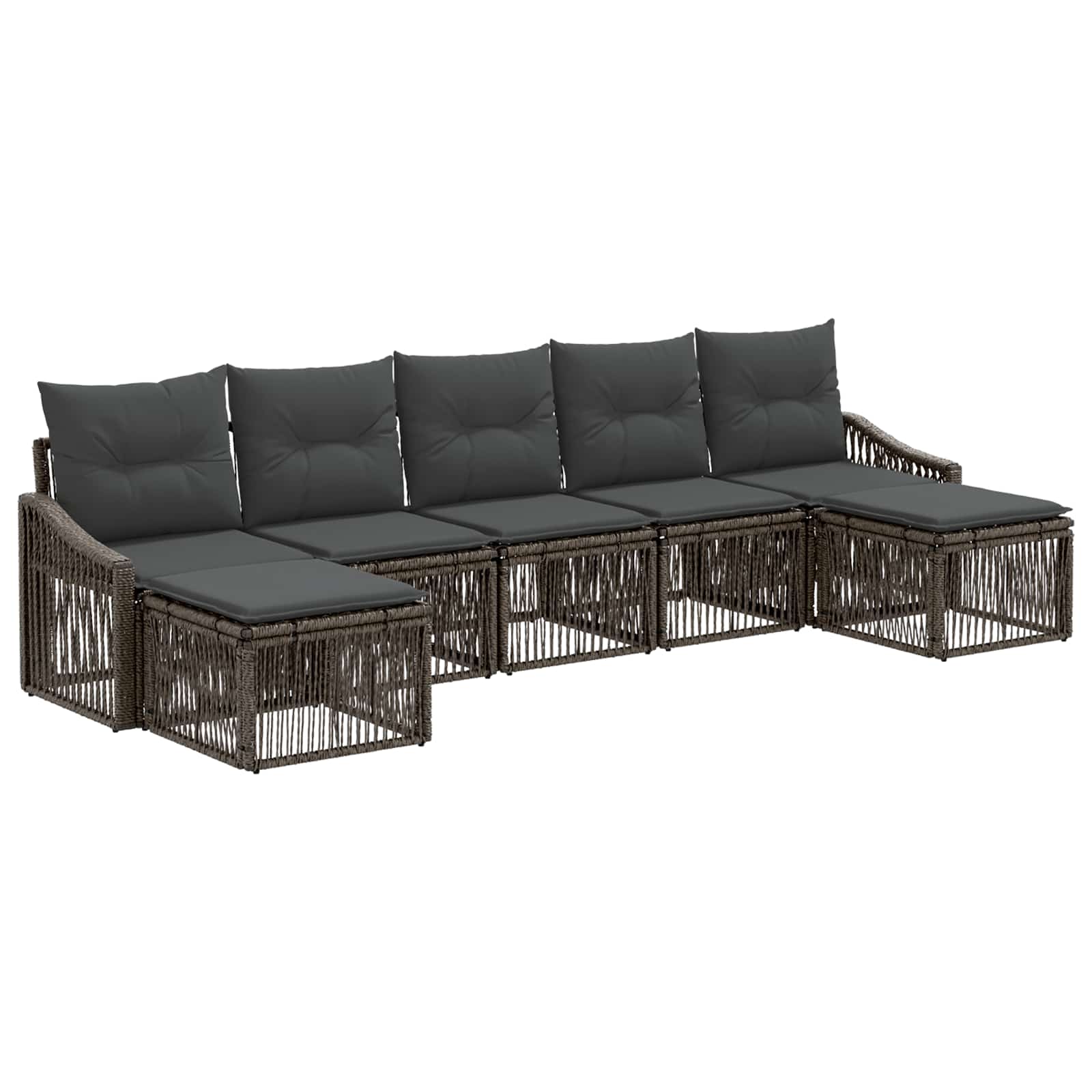 Tuinbankenset 7 pcs Grijs poly rattan – afbeelding 2