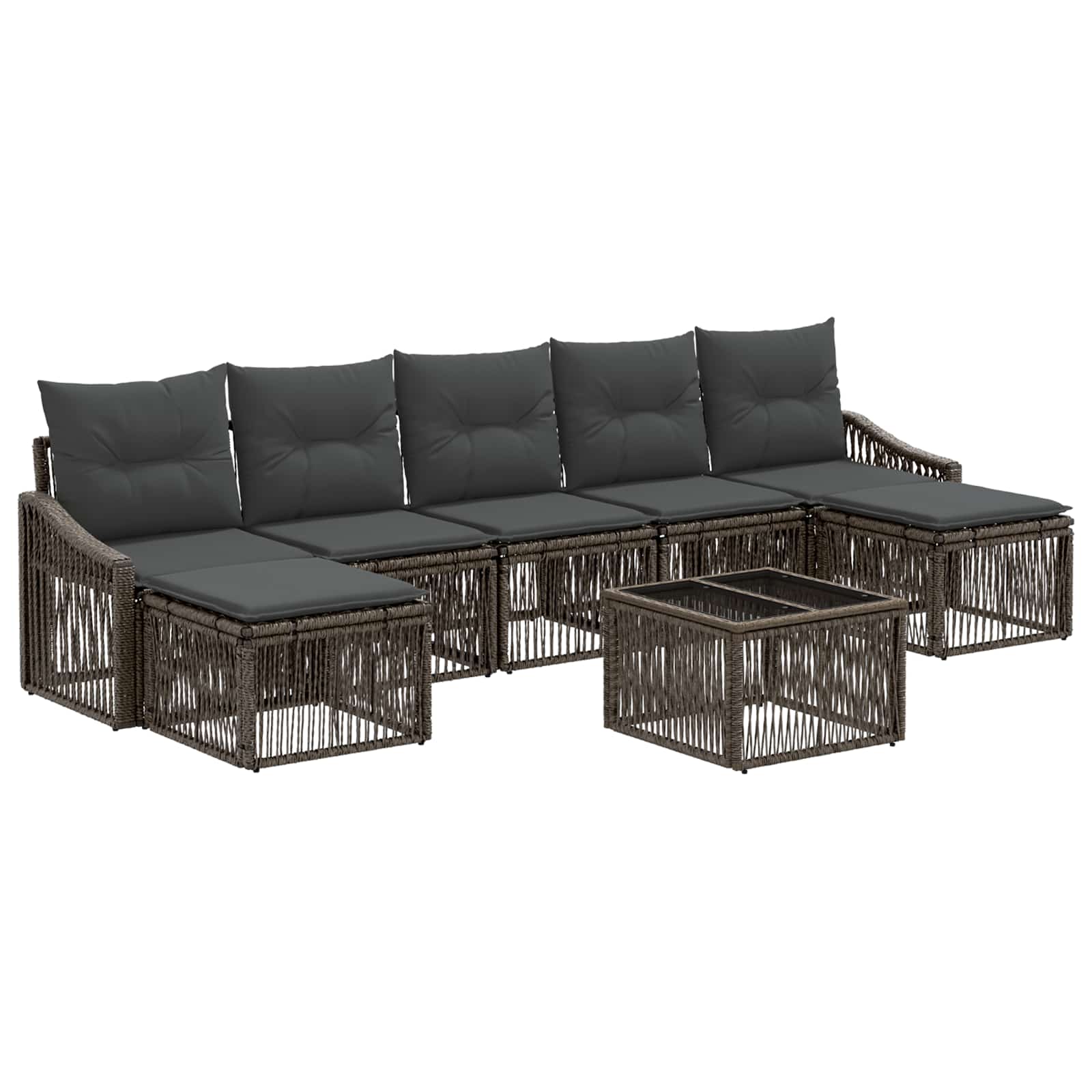 Tuinbankenset 8 pcs Grijs poly rattan – afbeelding 2