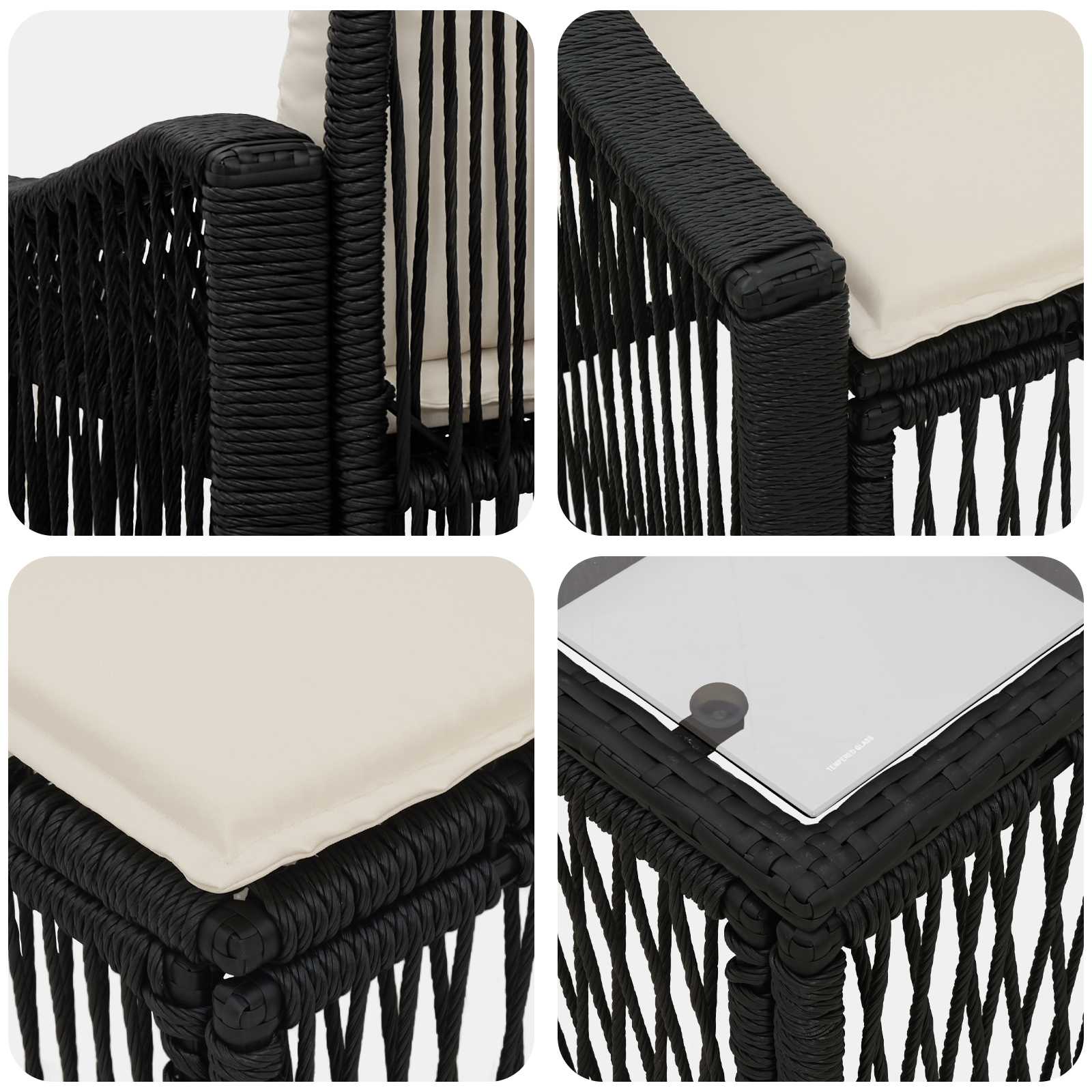 Tuinbankenset 10 pcs Zwart poly rattan – afbeelding 9
