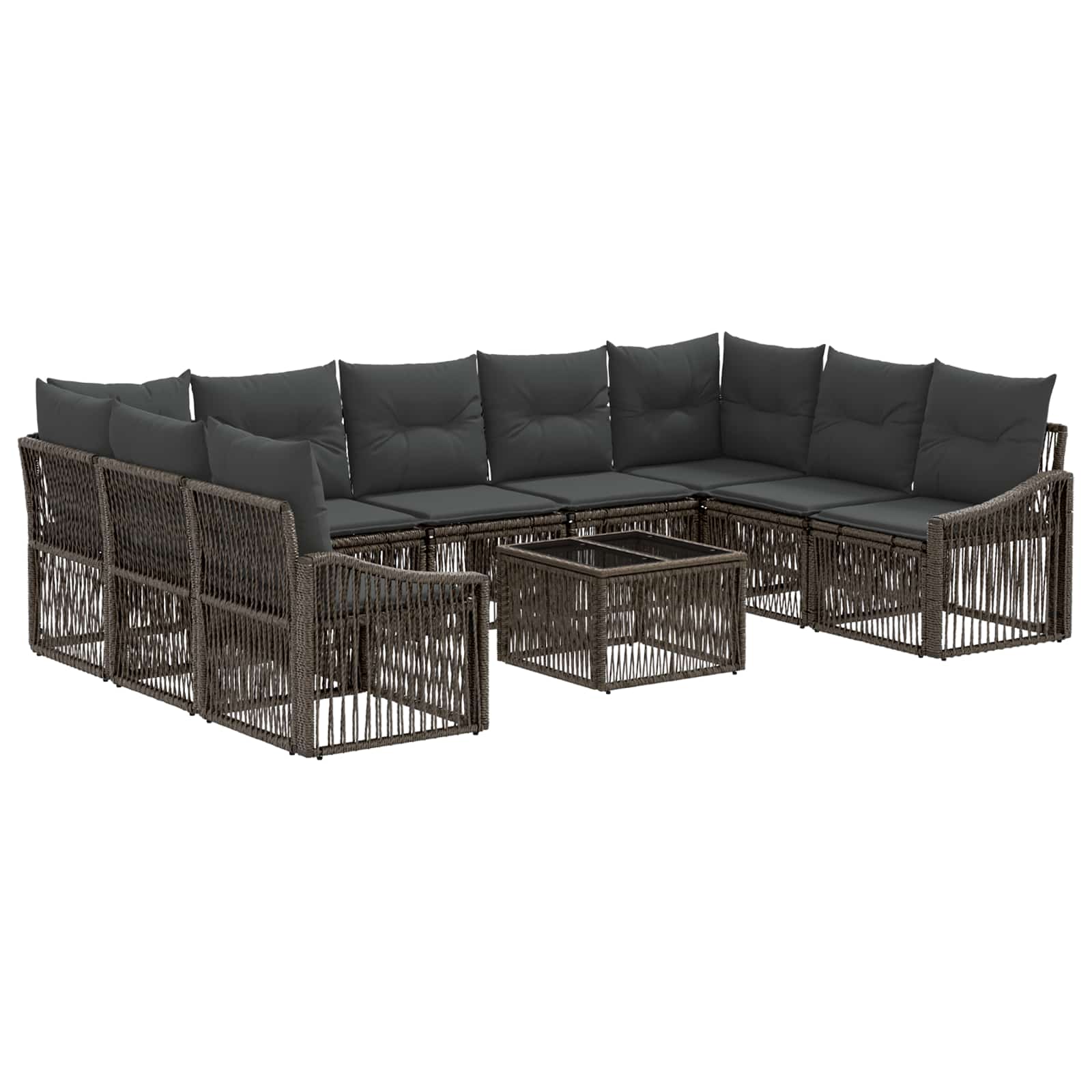 Tuinbankenset 10 pcs Grijs poly rattan – afbeelding 2