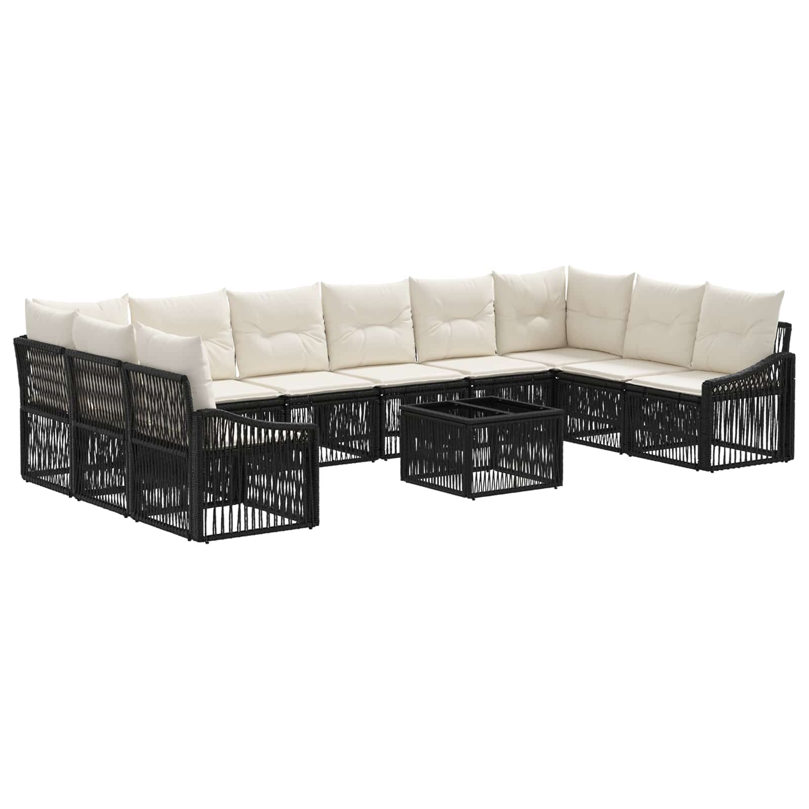Tuinbankenset 11 pcs Zwart poly rattan – afbeelding 2