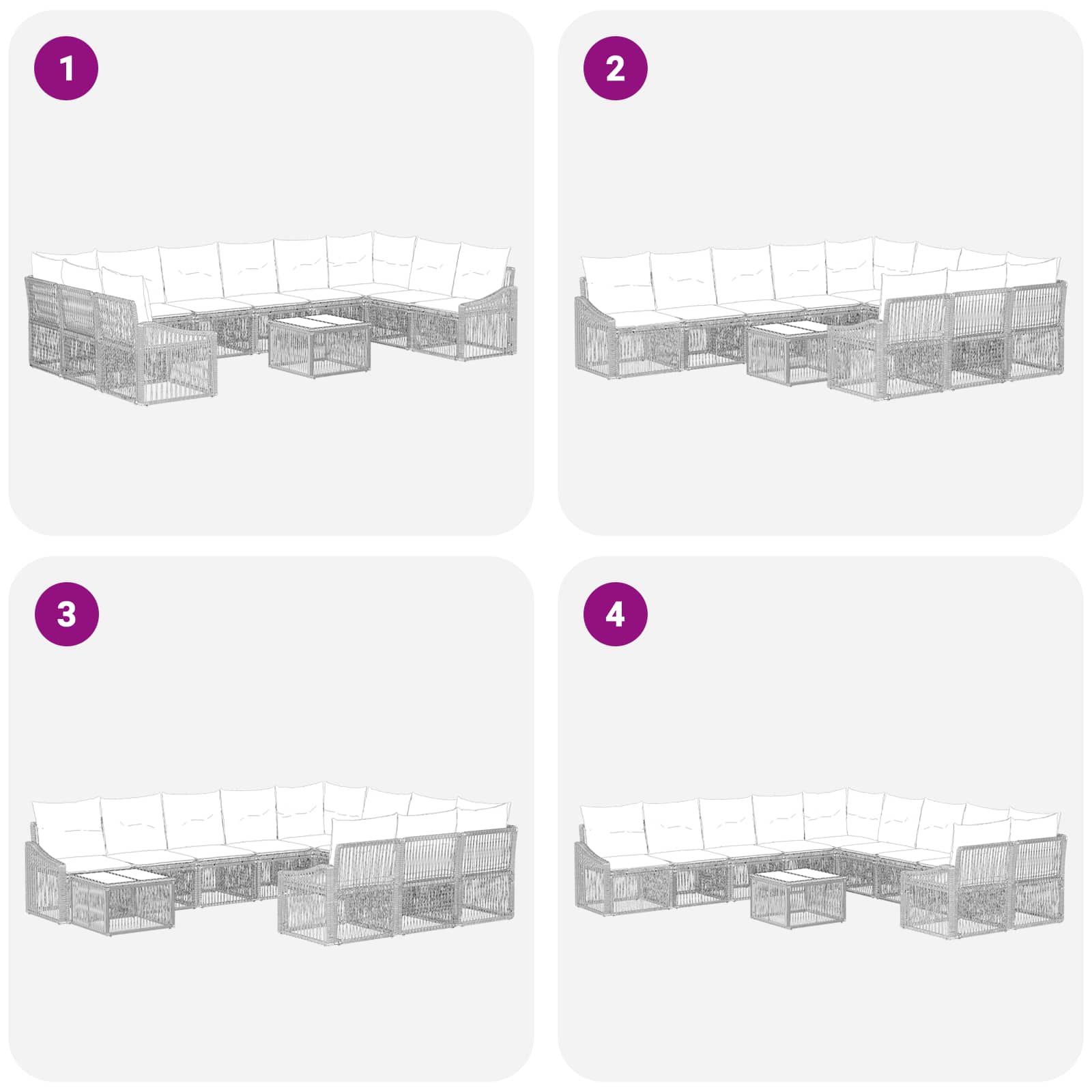 Tuinbankenset 11 pcs Zwart poly rattan – afbeelding 8