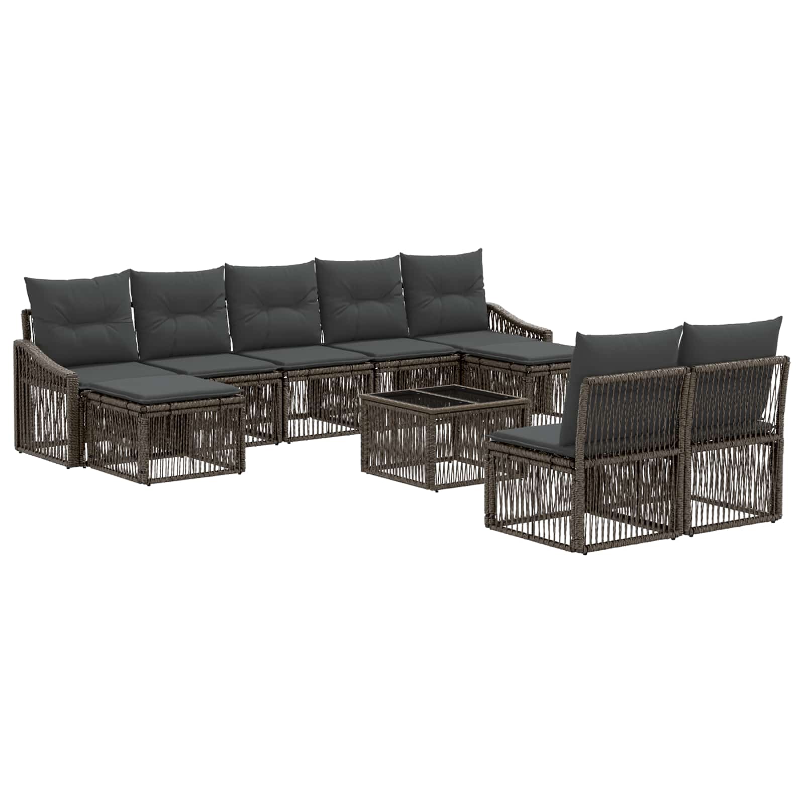 Tuinbankenset 10 pcs Grijs poly rattan – afbeelding 2