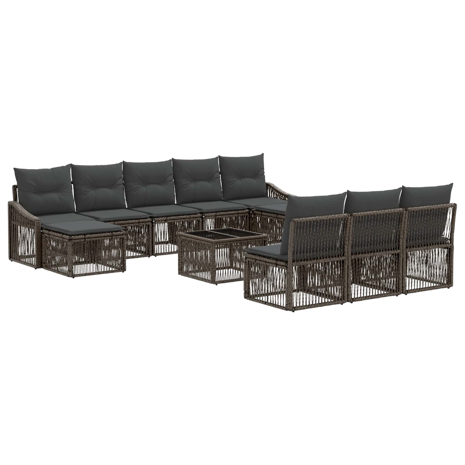 Tuinbankenset 11 pcs Grijs poly rattan – afbeelding 2